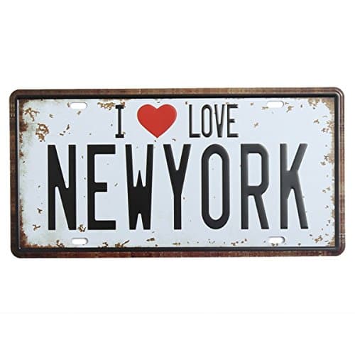 New York License Plate Tin Sign Vintage Metal Poster Bar Pub Jersey Wall Decor