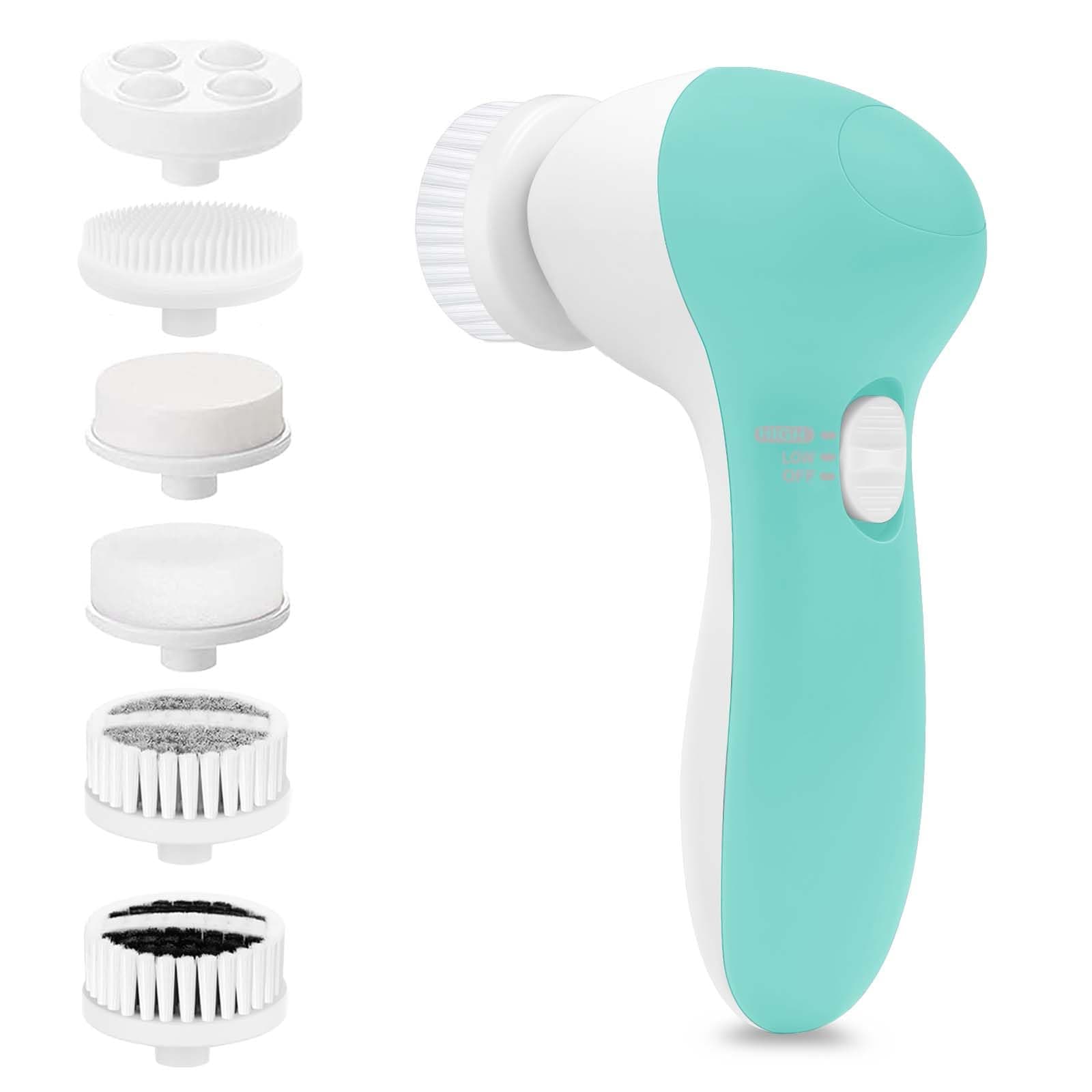 Facial Cleansing Brush Face Scrubber: Electric Face Spin Cleanser Brushes with 6 Brush Heads for Deep Cleansing, Gentle Exfoliating, Removing Blackhead, Massaging
