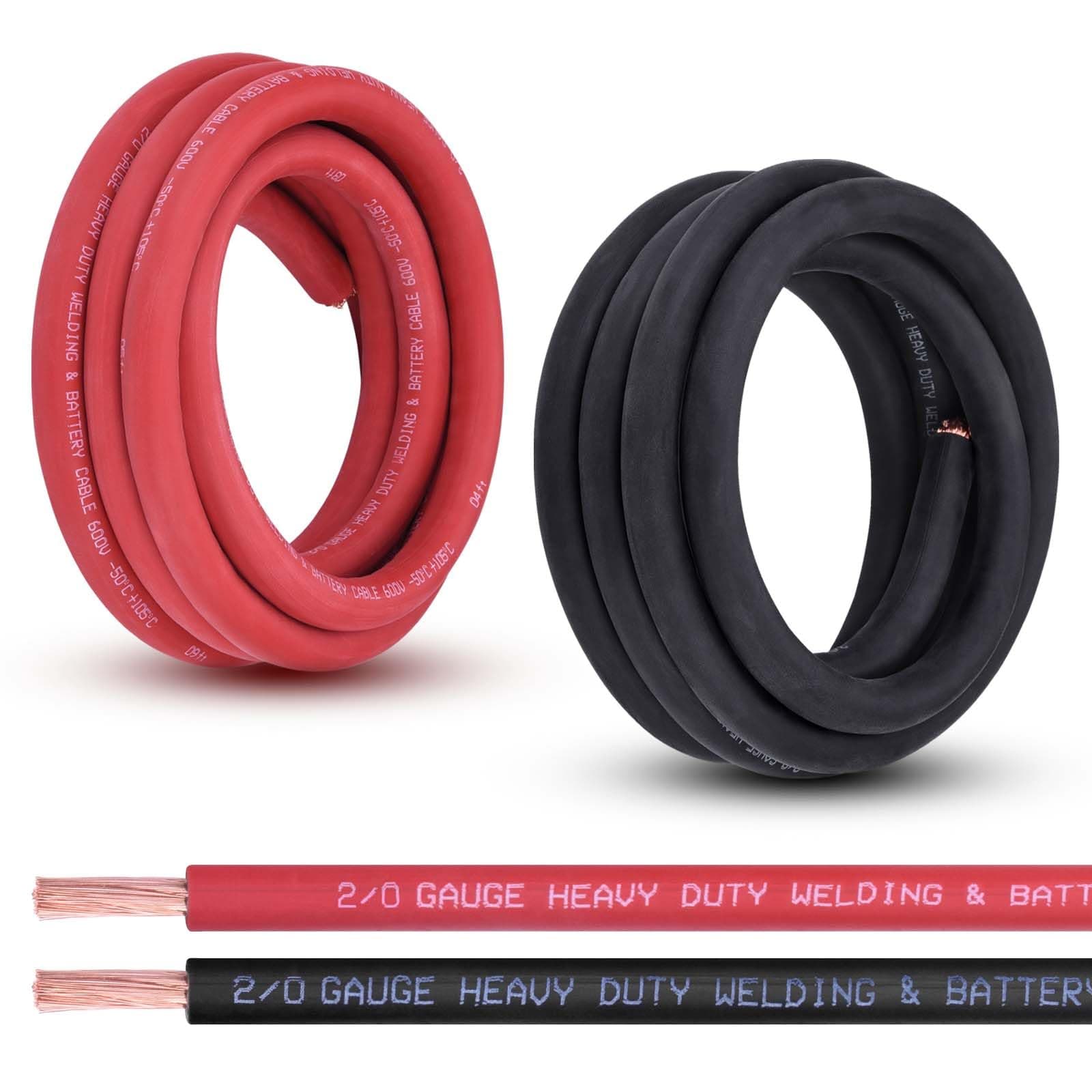 2/0 Gauge Battery Cable, 10FT Red + 10FT Black 2/0 AWG Pure Copper Wire Welding Cable, for Automotive, Battery, Solar and Generator, Standard USA OFC Wire