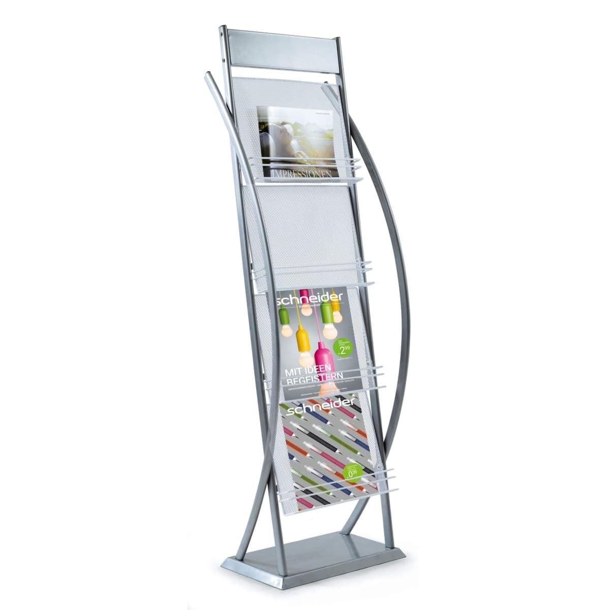 Brochure Display Stand Magazine Holder 4 Pockets Aluminium