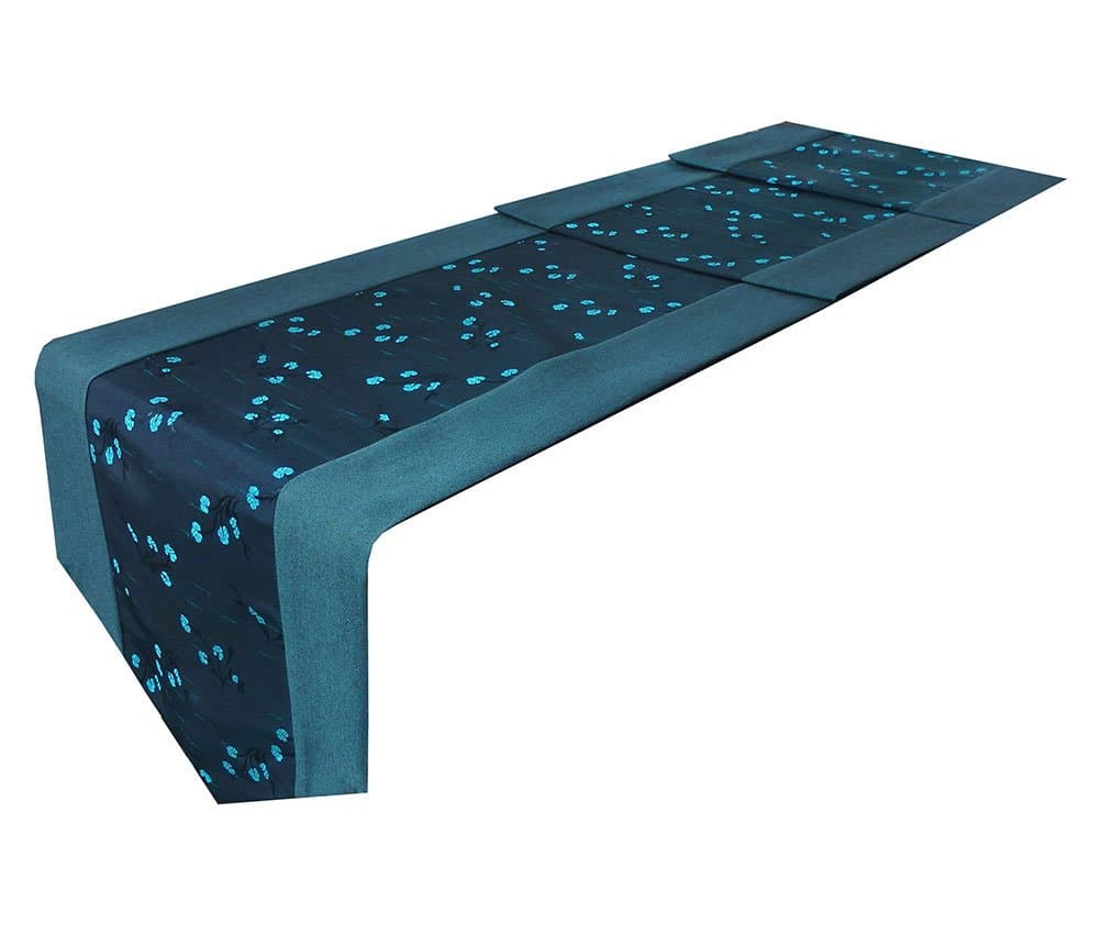 Table Runner - Bed Runner - Turquoise Blue - Thai Silk & Cotton - Hand Made