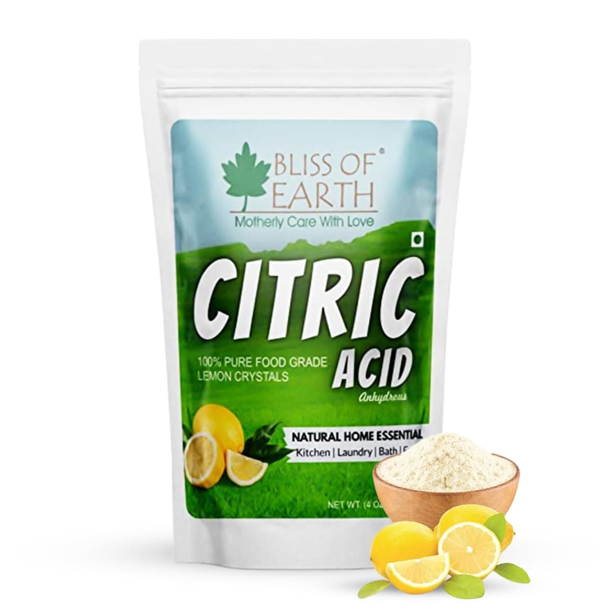 Citric Acid Powder Anhydrous | 100% Pure Fine Food Grade | Natural Rust Remover, Descaler, Preserving, Bath Bombs, Sour Drink Ingredient | Vegan, Non-GMO, Resealable Pouch | 4oz