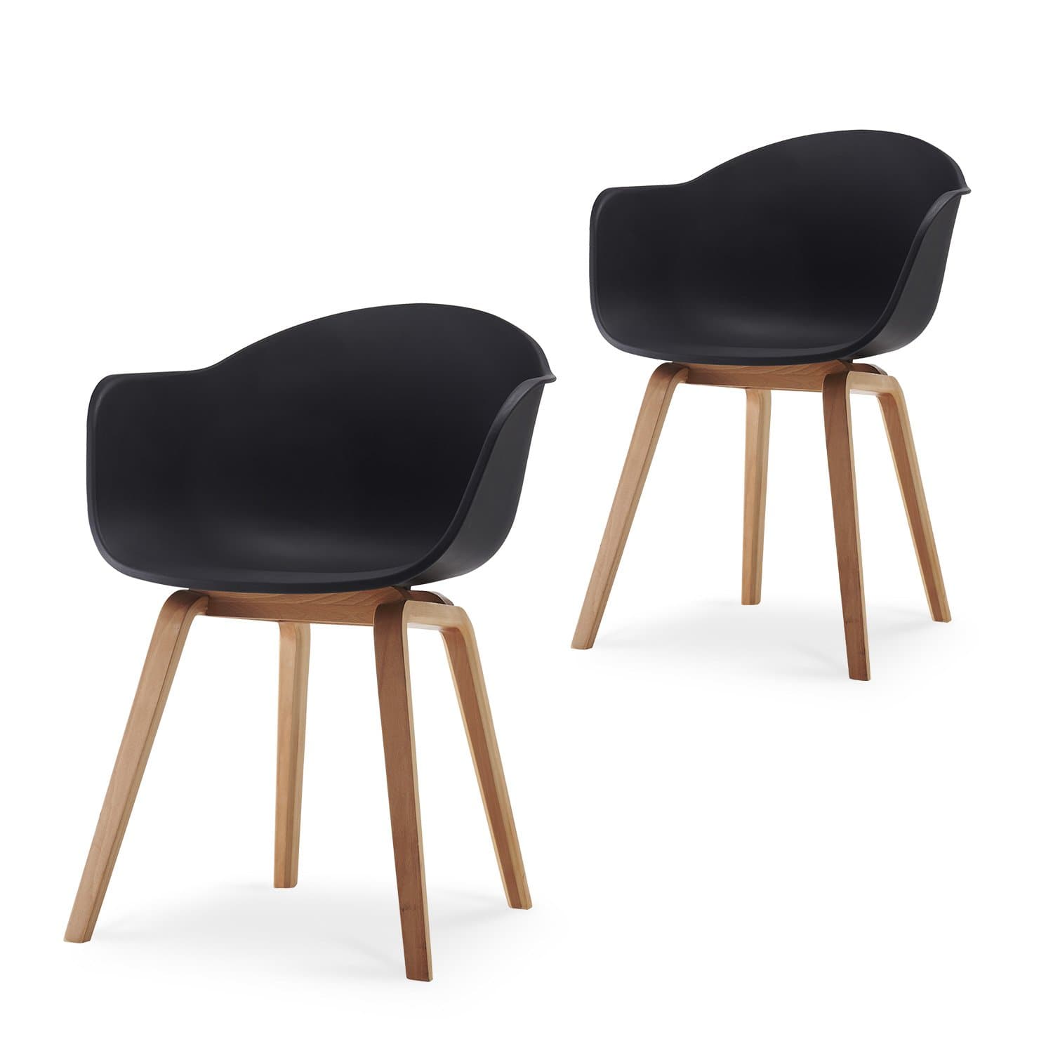 Romeo Plastic Retro Dining Chair/Lounge Chair, Set of 2 (Black)