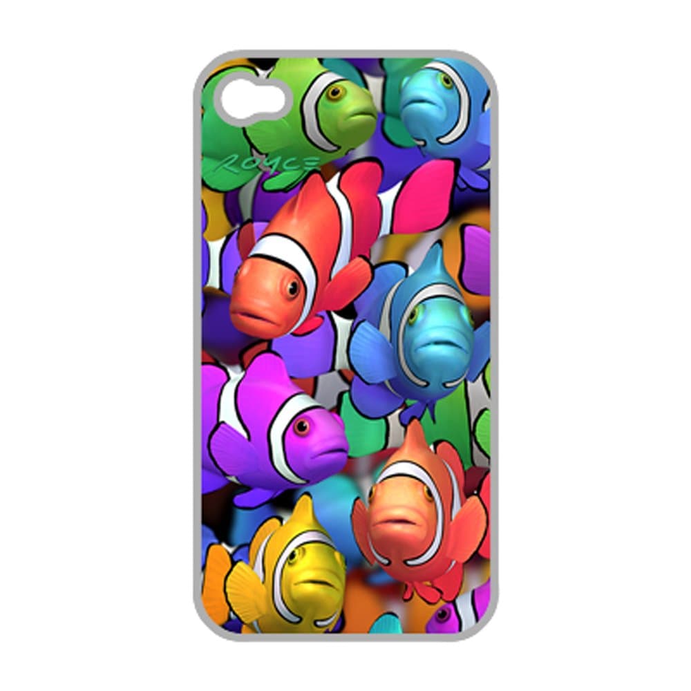 3D Apple iPhone 4 4S Protective Skin Hard Case Back Cover With 3-D "Clown School" Ocean Fish Art By Royce B McClure: Screen Protector Film Included
