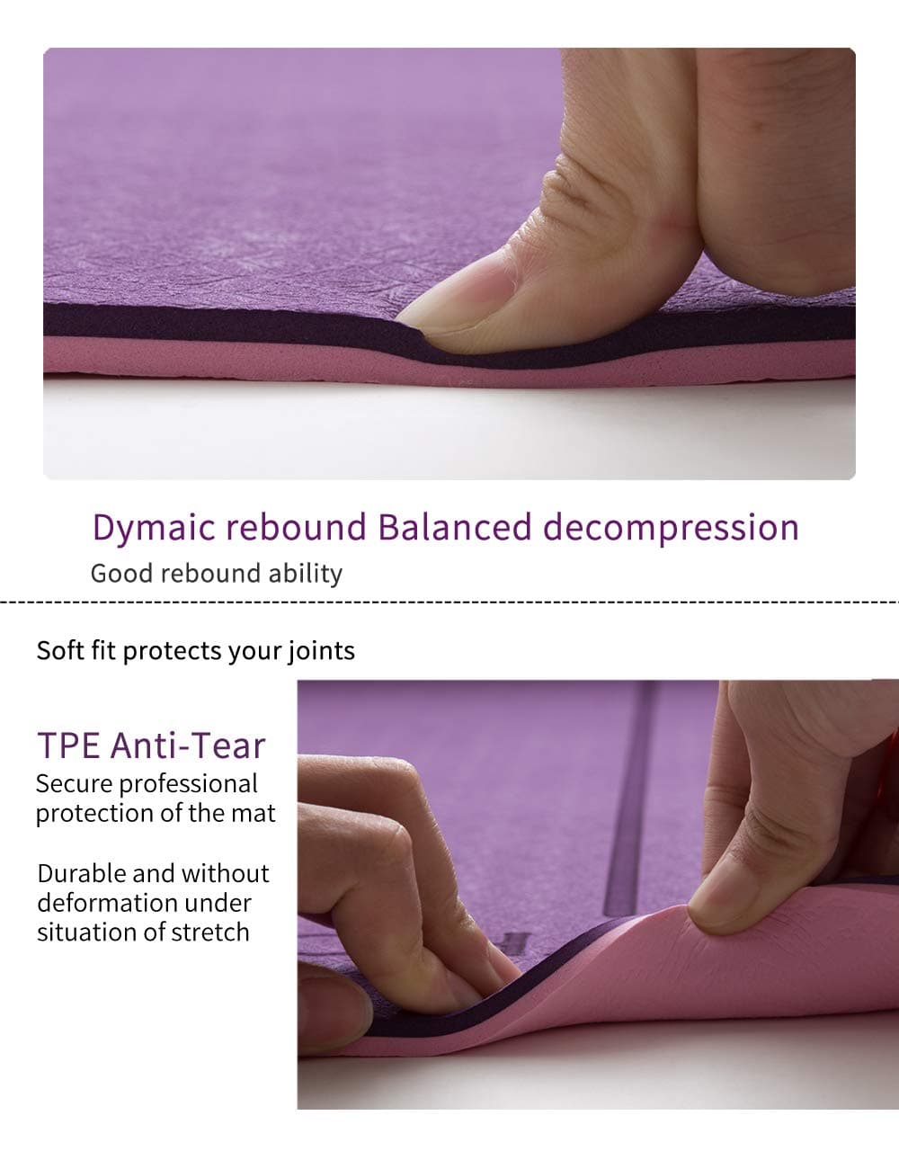 YAWHO Yoga Mat Fitness Mat Specifications 72'' x 26'' Thickness 1/4-Inch Eco Friendly Material SGS Certified Ingredients TPE Extra Large Non-Slip Exercise Mat with Carry Bag