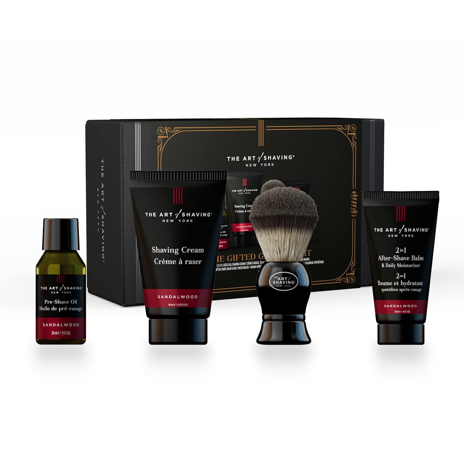 The Art of Shaving Sandalwood Gifted Groomer Kit - Pre-Shave Oil, Shaving Cream, Shaving Brush & After-Shave Balm - The Perfect Holiday Gift Set
