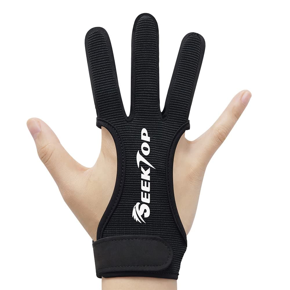 Seektop Archery Gloves Shooting Hunting Leather Three Finger Protector for Youth Adult Beginner