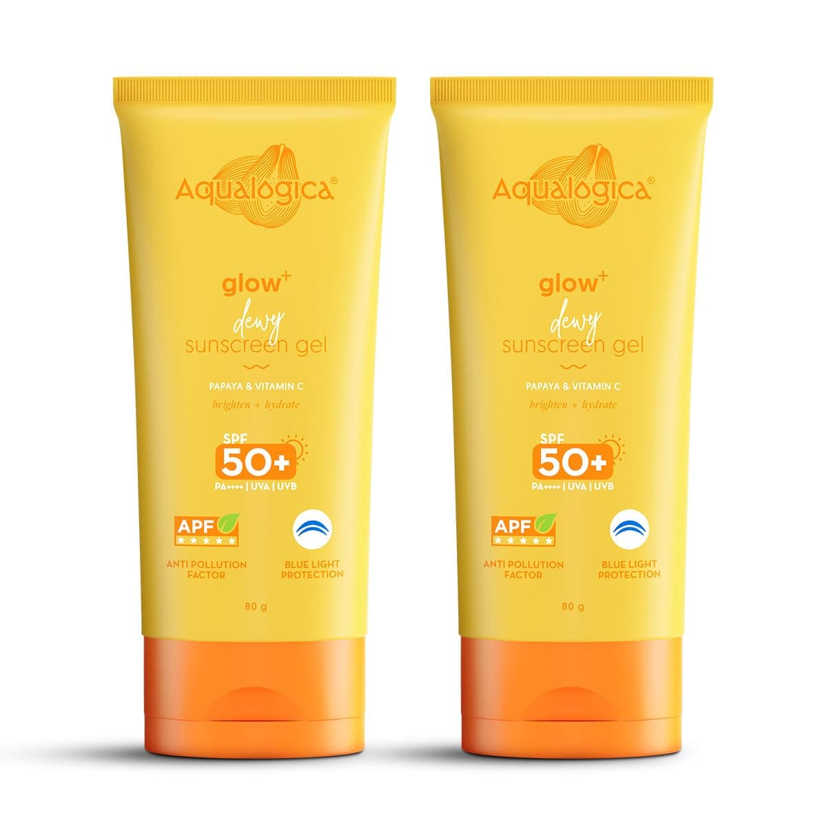Glow+ Dewy Sunscreen SPF 50 PA++++ with Papaya & Vitamin C | For Oily, Combination & Dry Skin Type | UVA/B & Blue Light Protection | Fragrance-Free | For Men & Women | 80g x 2