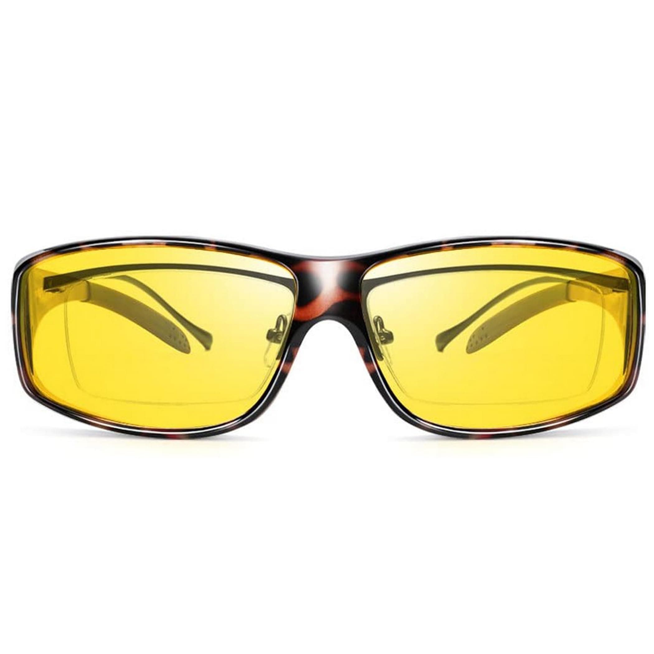 URUMQI Night Driving Glasses Fit Over Glasses for Men & Women, HD Polarized Anti Glare Night Vision Glasses Wrap Around, Yellow