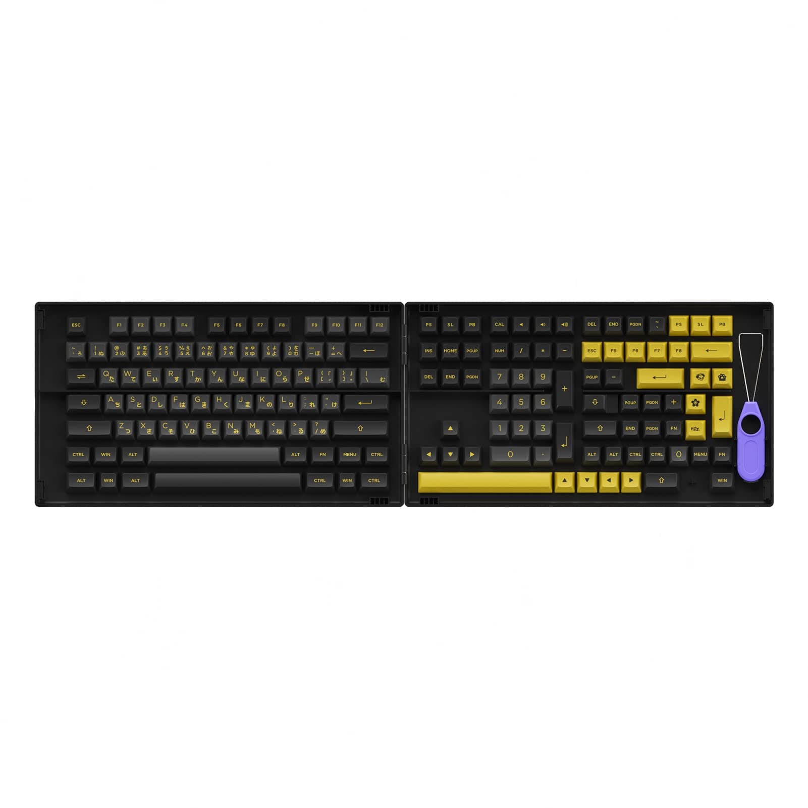 Akko PBT Keycaps Black&Gold 158-Key ASA Profile PBT Double-Shot Keycap Set for Mechanical Keyboards with Japanese Hiragana with Collection Box
