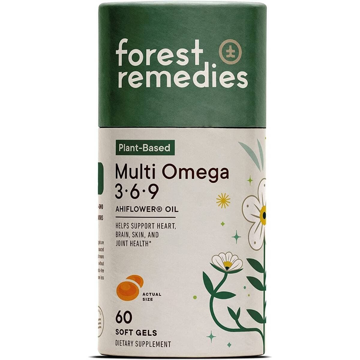 FOREST REMEDIES Vegan Omega 3-6-9 with Ahiflower, Plant-Based Heart, Brain, Skin, Health, Joint Support, No Fish Oil, Sugar-Free, Gluten-Free, Non-GMO (Soft Gels)