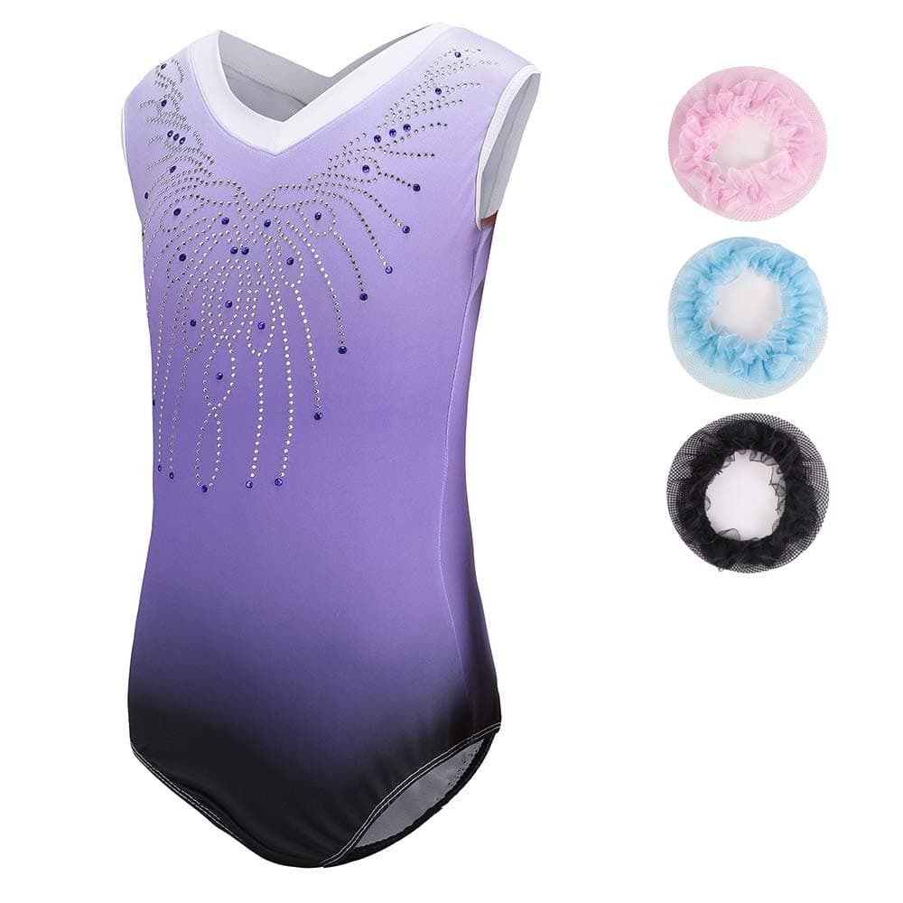 Gymnastics Leotards for Girls Long Sleeve/Sleeveless Gradient Color Sparkle Leotard Dancing Ballet Gymnastics Athletic for Little Girl