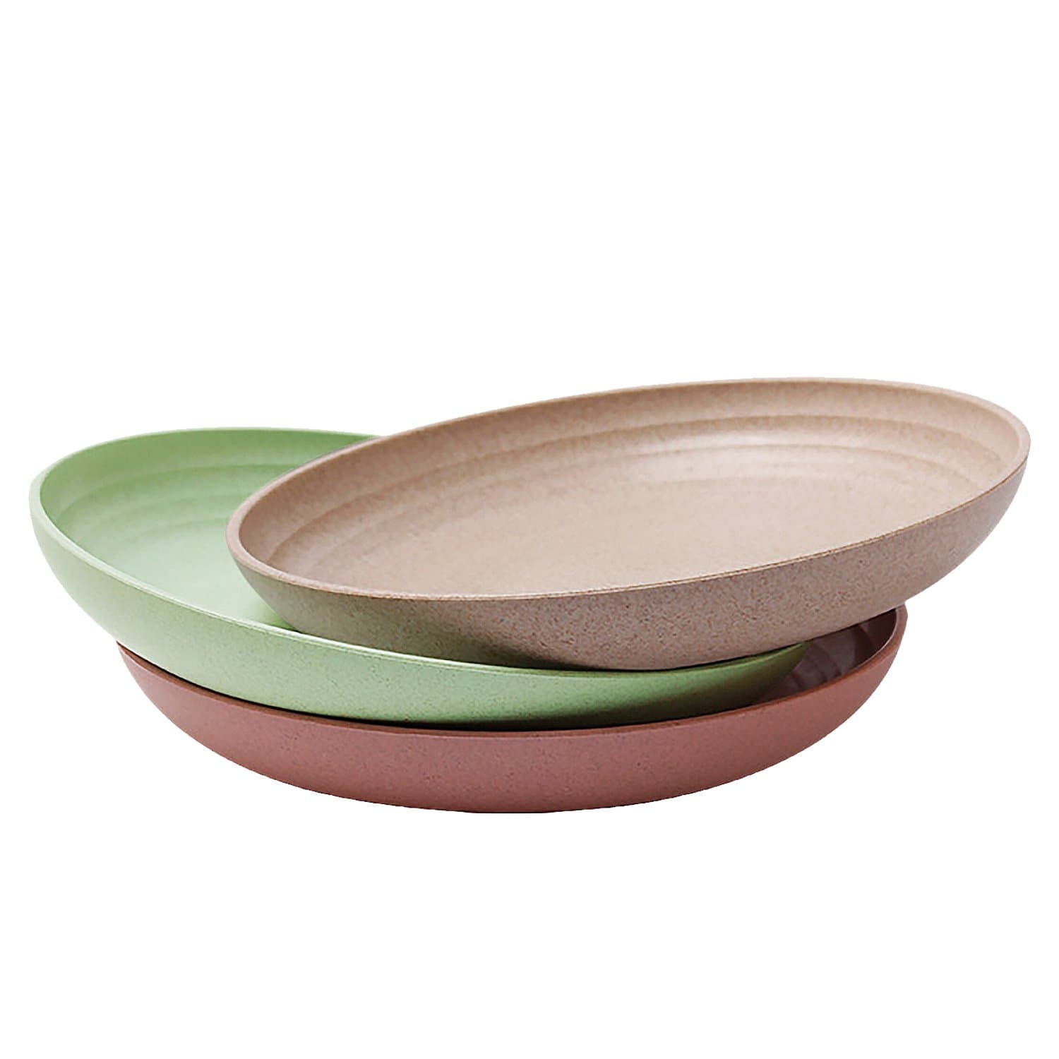 3 Pack Lightweight Wheat Straw Plates 7.87”, iTavah Unbreakable Kids Plates Set, Non-toxin Healthy Eco-friendly Dishes, Dinner Plates Dishwasher Safe Microwave Safe Tableware Dinnerware