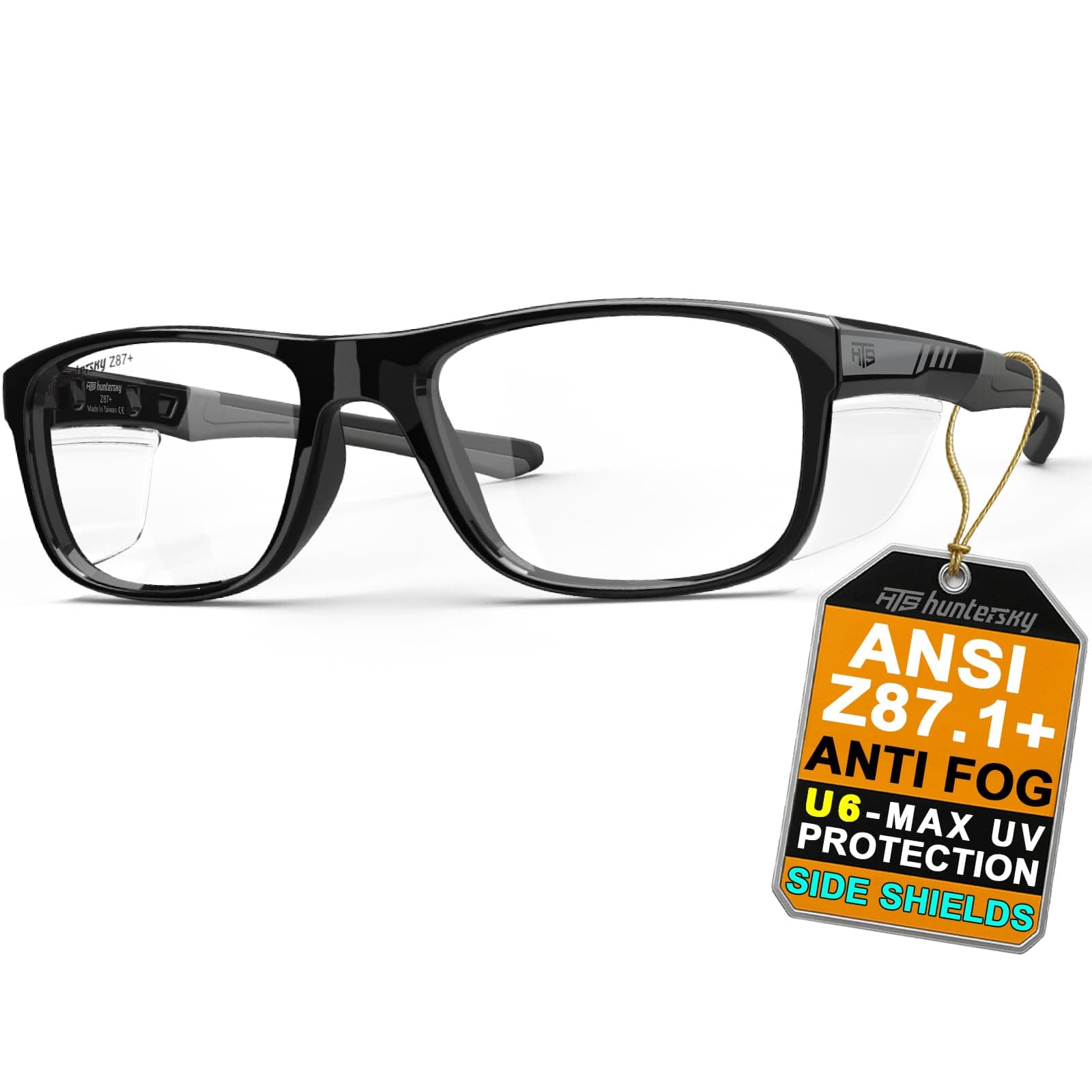 HTS HUNTERSKY TR90NZZ Safety Glasses with Side Shield Small Size Women Men ANSI Z87 Anti Fog Scratch Resistant Lab Pickleball