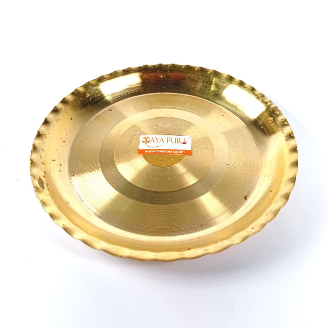 MAYAPURI Brass Special Puja Plate or Pital Thali Set | Brass Pooja Plate | Pital Ki Thali (Small Size: 3.5 inch)