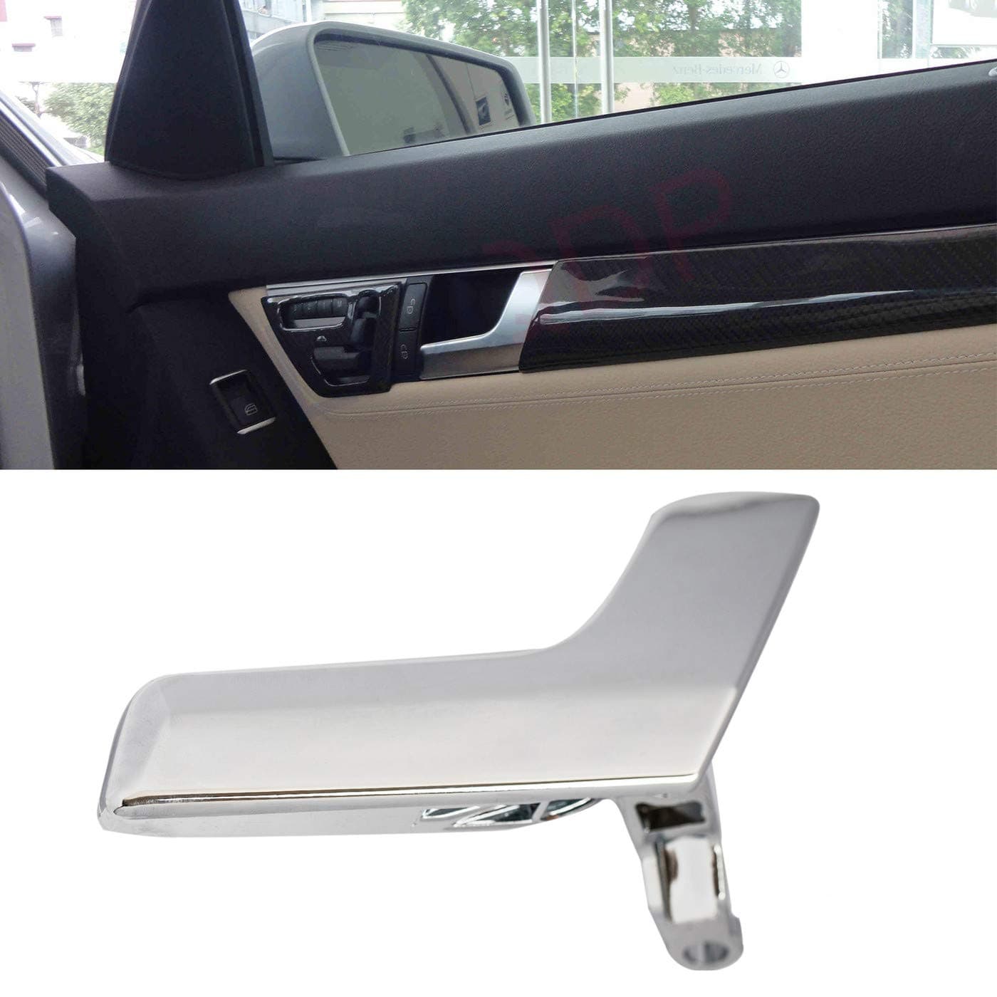 New 1pcs Chrome Interior Door Handle Kit for Passenger Right Side (Front or Rear) Compatible With W204 C-Class C180/C200/C230/C250/C280/C300/C350/C63 AMG X204 GLK250/GLK280/GLK300/GLK350