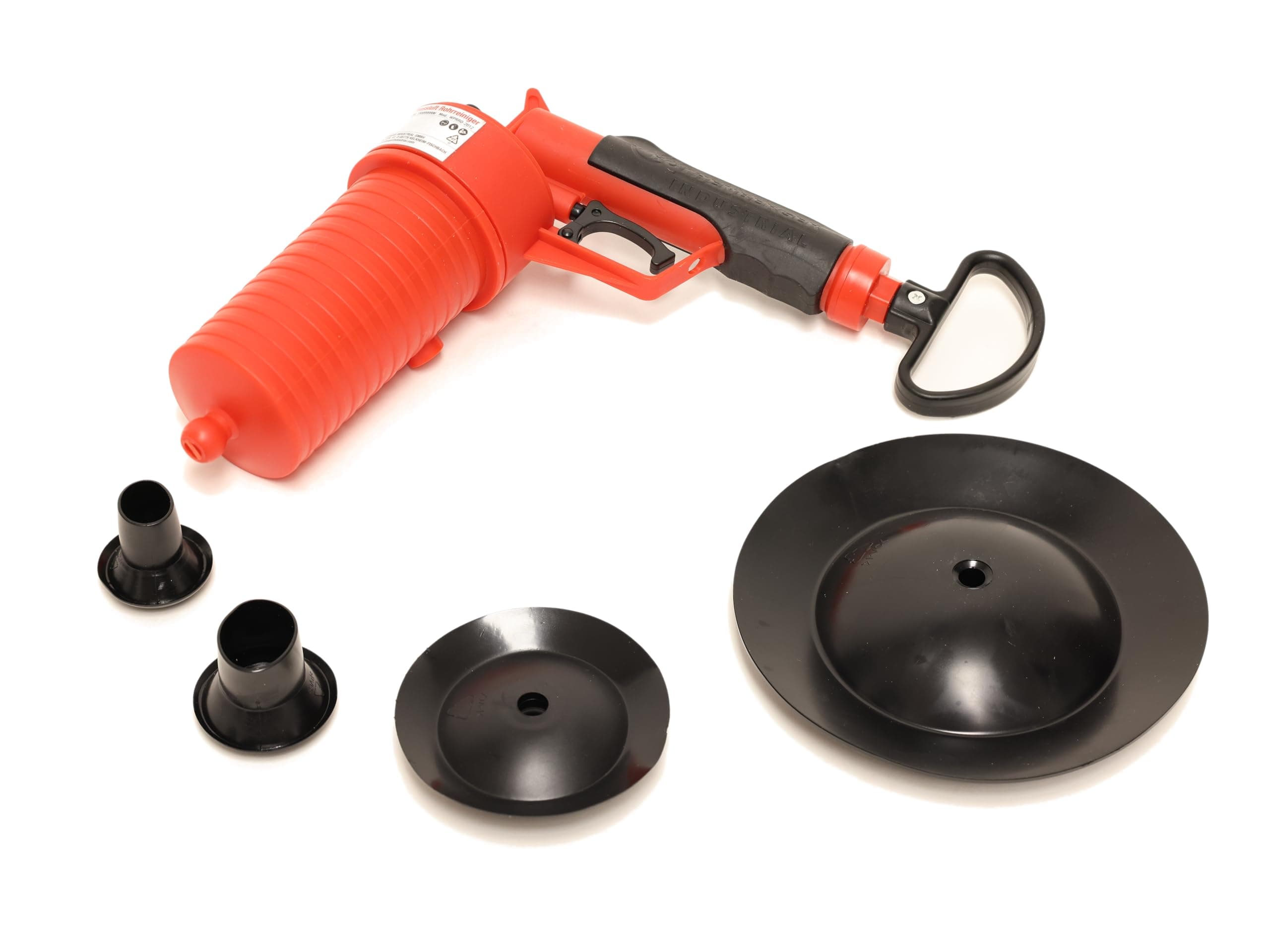 ROTHENBERGER Industrial Compressed air pipe cleaner incl. 4 rubber adapters, free pipe in the bathroom, kitchen, toilet. Air pressure cleaning - 150000006