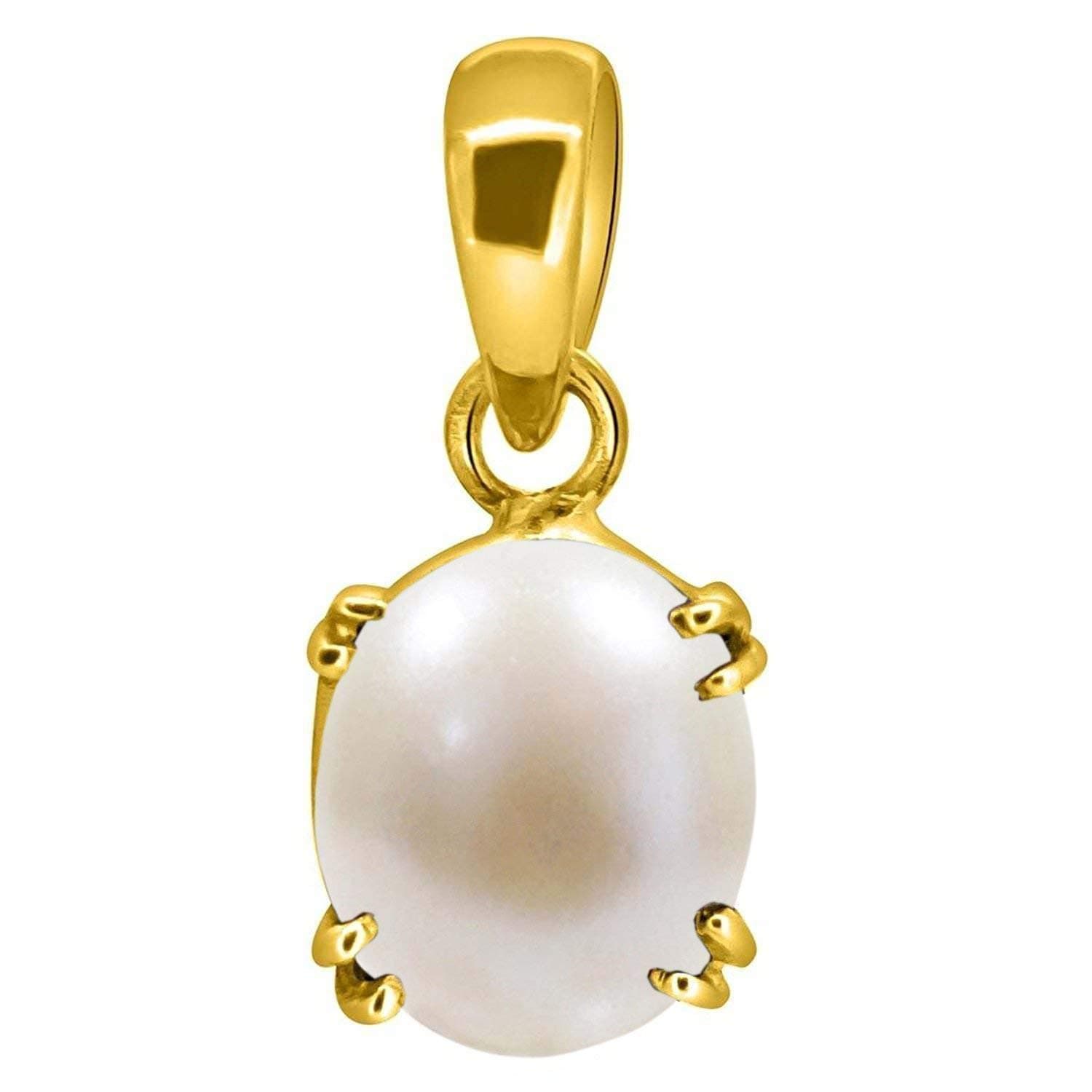 Anuj Sales South Sea Pearl 14.00 Ratti 13.50 Carat Natural Pearl Gemstone Original Certified Moti Astrological panchhdhaatu/Ashtadhatu Gold Pendant for Men and Women
