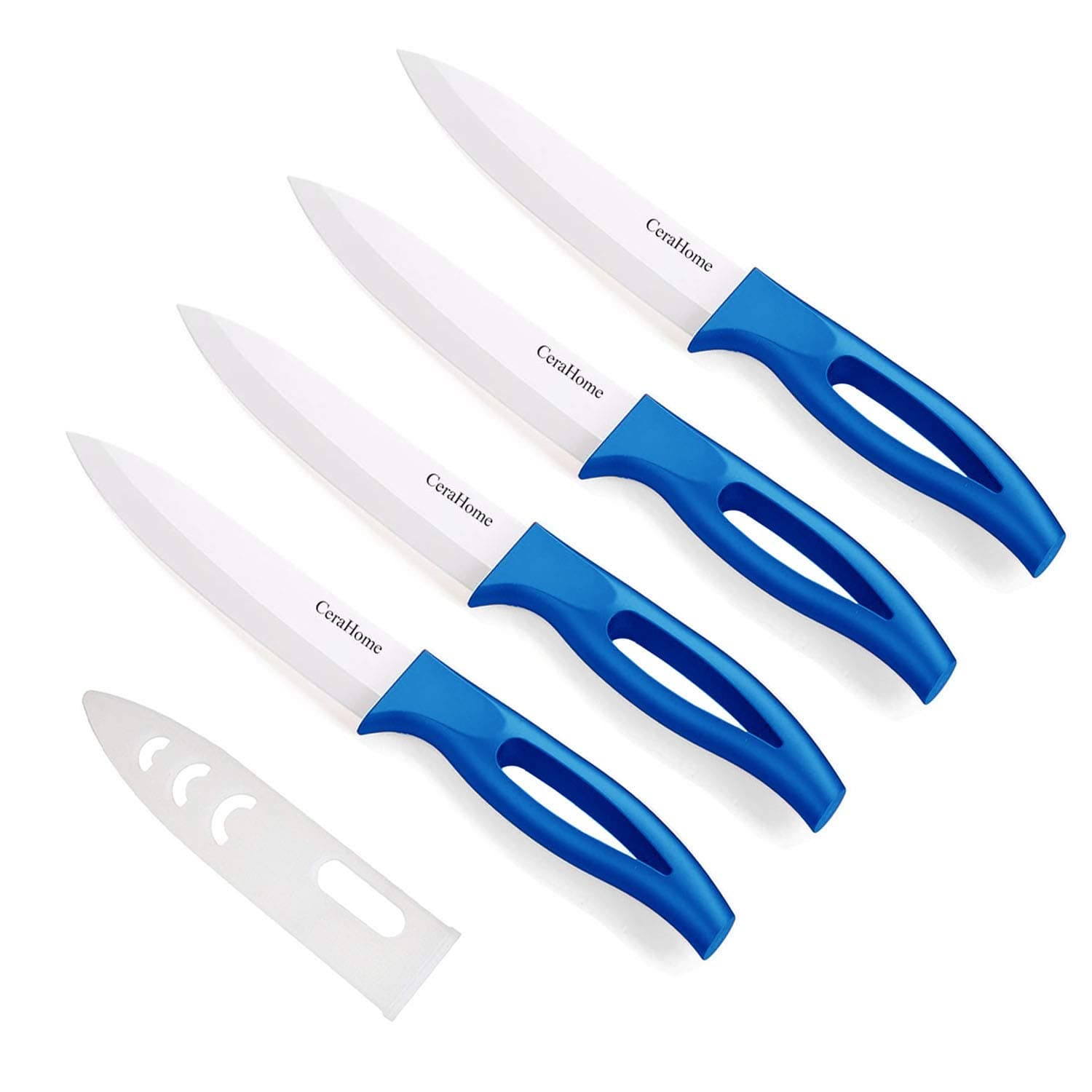 Ceramic knife, Ceramic kitchen Knife Set with Sheath 2019 Upgraded Kitchen Knives Sharp Fruit Knife 4inch Blue CH8012-B