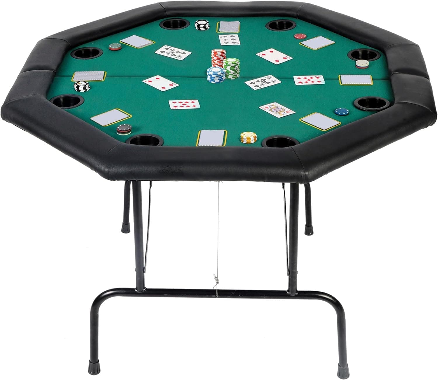 Poker Table Folding Casino Poker Tables Texas Hold’em Poker Table Foldable, Felt Top Board Game Table with Plastic Cup Holders