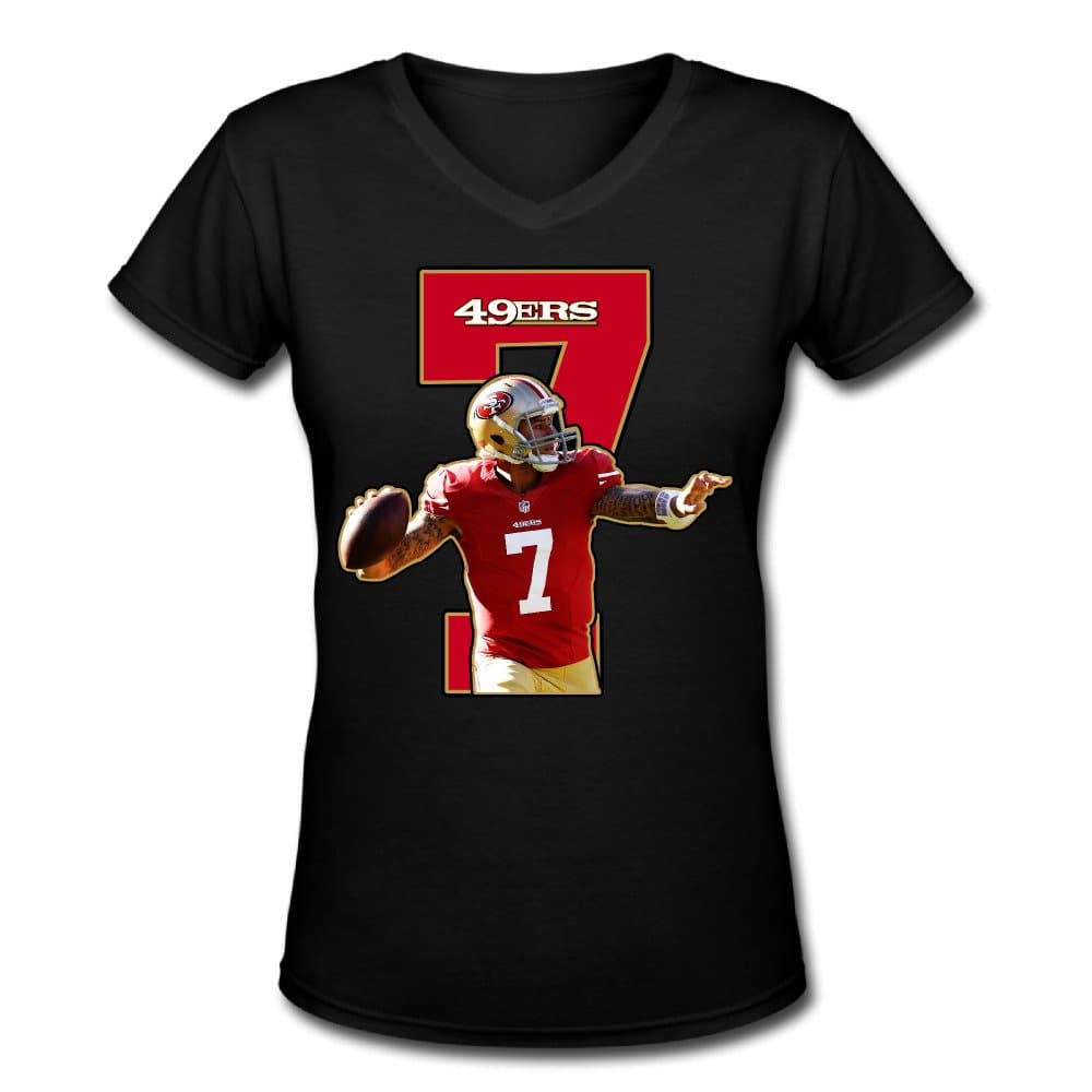 HggtdfK Women's Colin Kaepernick No.7 American Football T-Shirt V-Neck