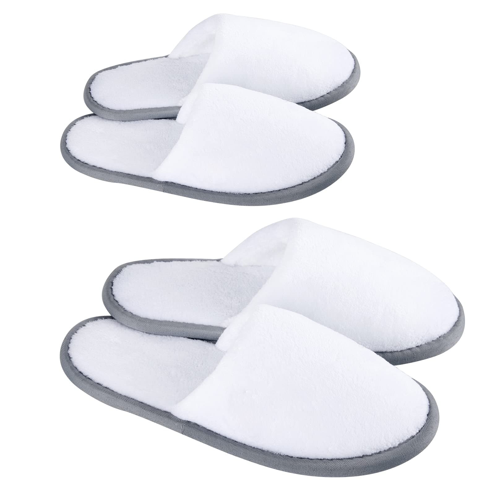 Spa Slippers, Closed Toe(12 Pairs - 6L,6M) Disposable Indoor Hotel Slippers, Fluffy Coral Fleece, Padded Sole for Comfort- for Guests, Hotel, Travel