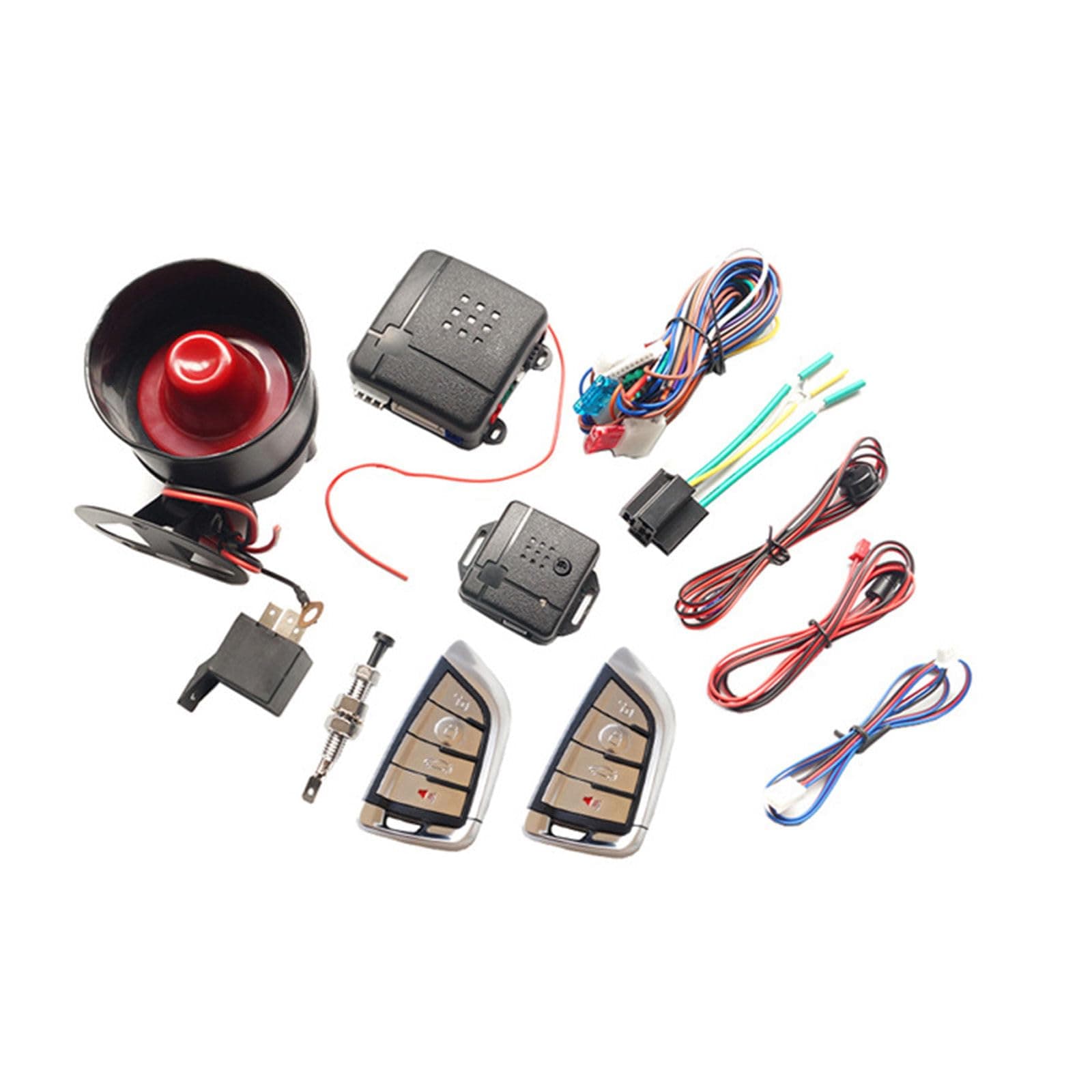 Car Alarm Security System, Mobile Bluetooth APP Universal Anti-Theft Device Car Security Device Alarm System Burglar Alarm Car Keyless Entry System with 2 Remote Controls -TSK-100BT T372