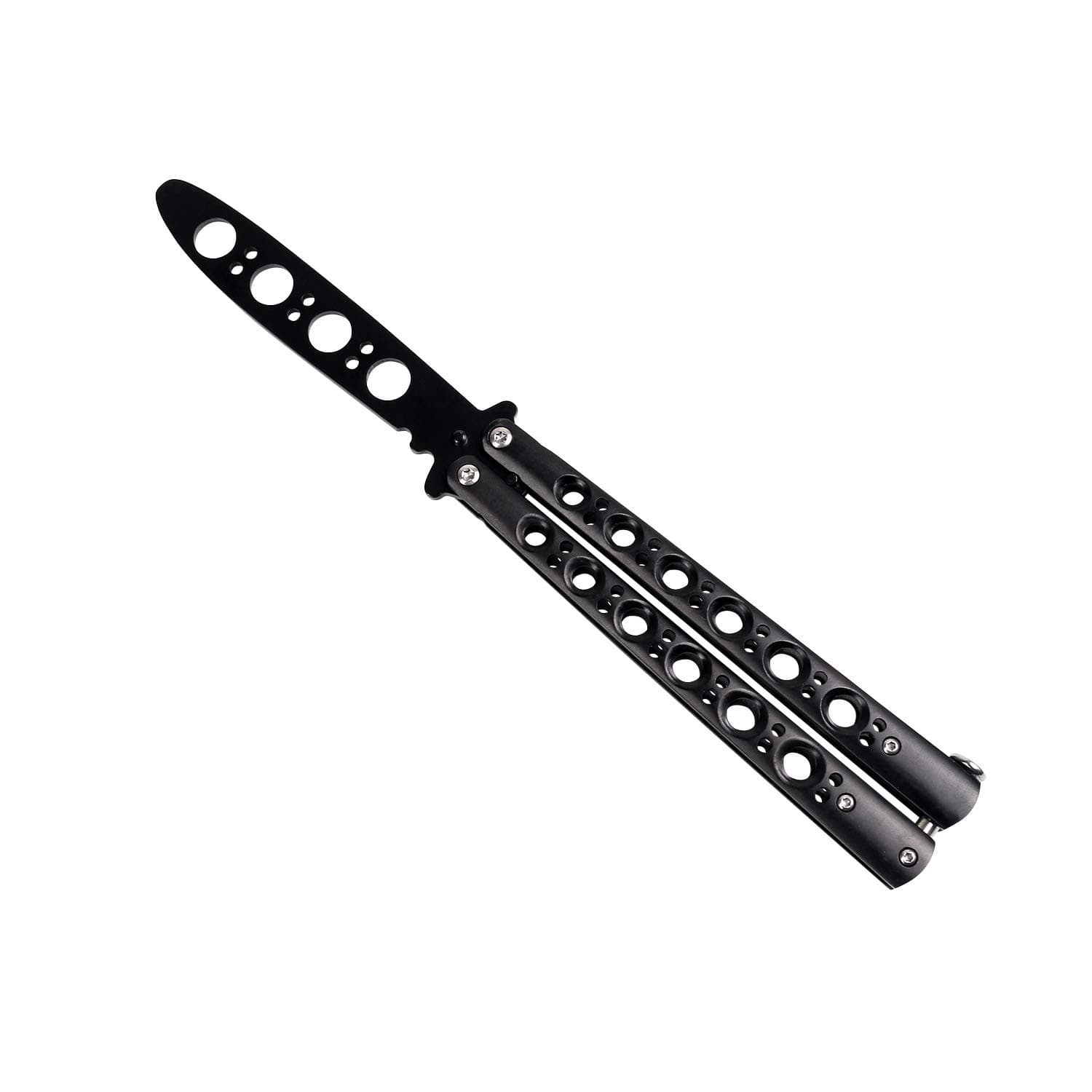 Lancoon Butterfly Knife and Comb Knife Trainer Rainbow Metal Practice Balisong Steel Dull Knife With Sheath Training Knife 100% Safe