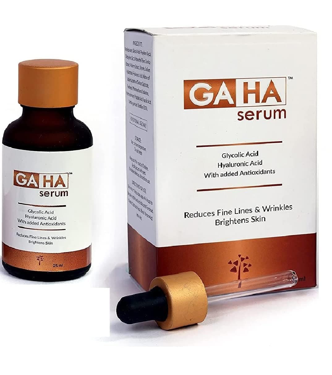 GAHA anti-aging serum with Hyaluronic acid and Glycolic for wrinkles, finelines and brightening skin, all skin types 25ml