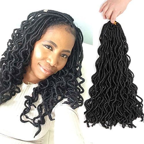 Wavy Faux locs 20" Synthetic Crochet Braids Braiding hair Curly Faux Locs Dreadlocks Braids (3packs) (#1B)