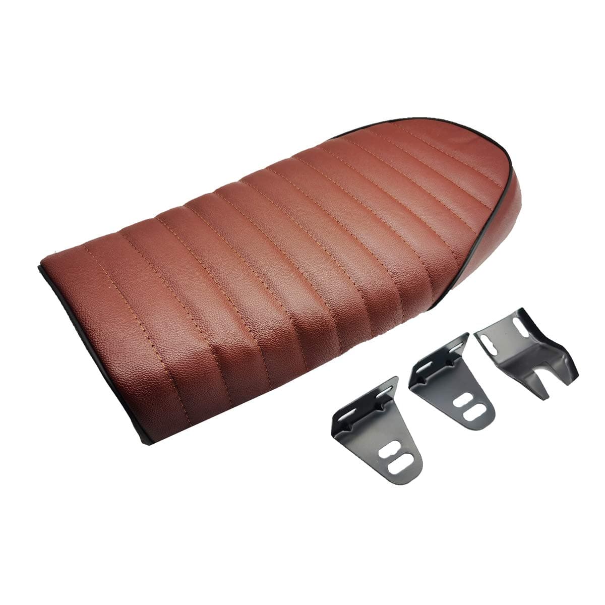 Motorcycle Cafe Racer Seat Universal Flat Brat Vintage Saddle Seat For Yamaha CB XJ (Brown)