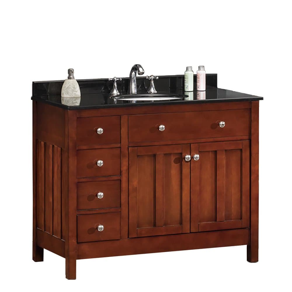 Ove Decors ADAM Adam 42-Inch Vanity in Dark Cherry with Black Granite Vanity Top and White Basin