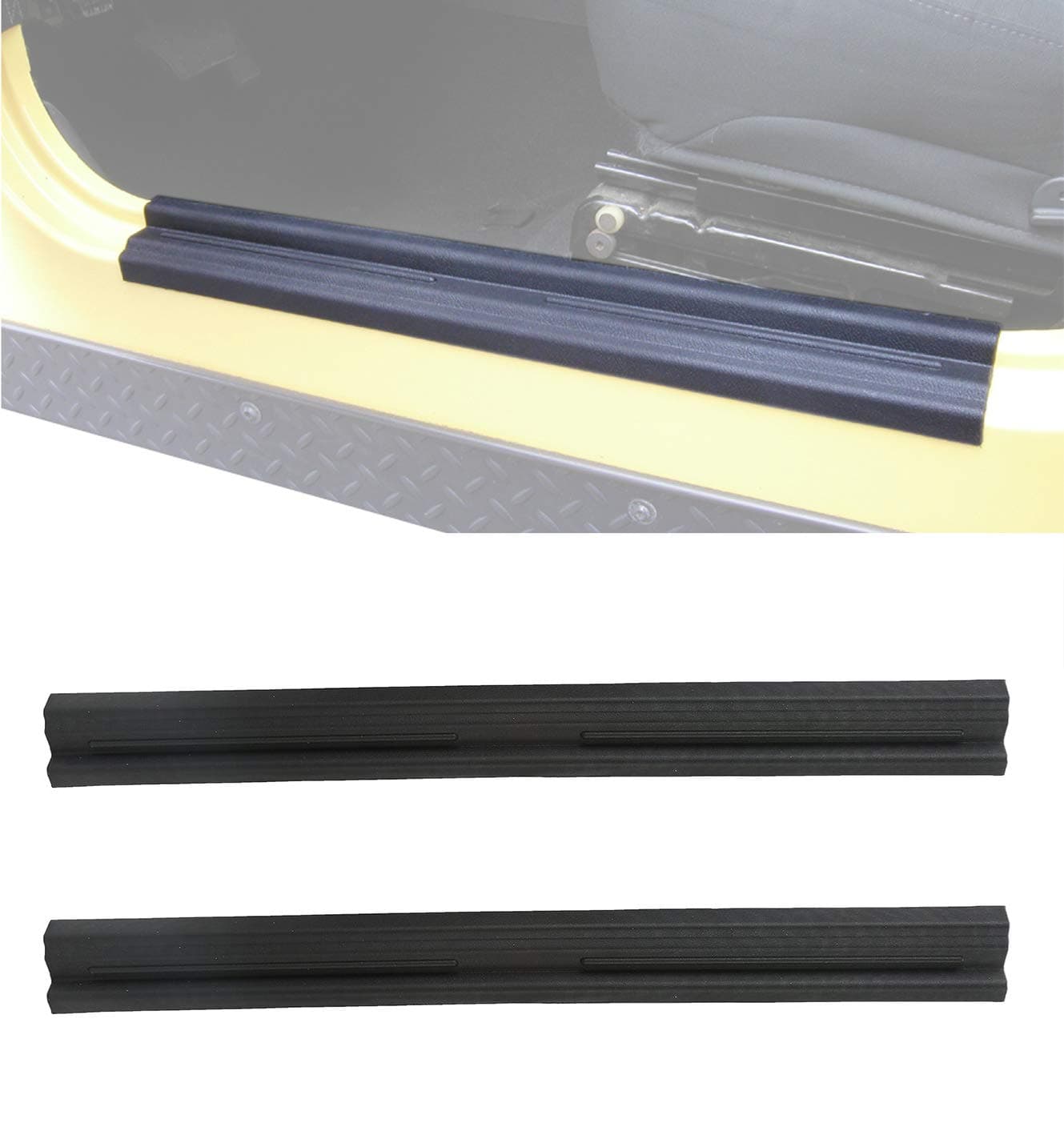 Hooke Road TJ Door Sill Entry Guard Scuff Plate in Black Compatible with Jeep TJ Wrangler 1997-2006