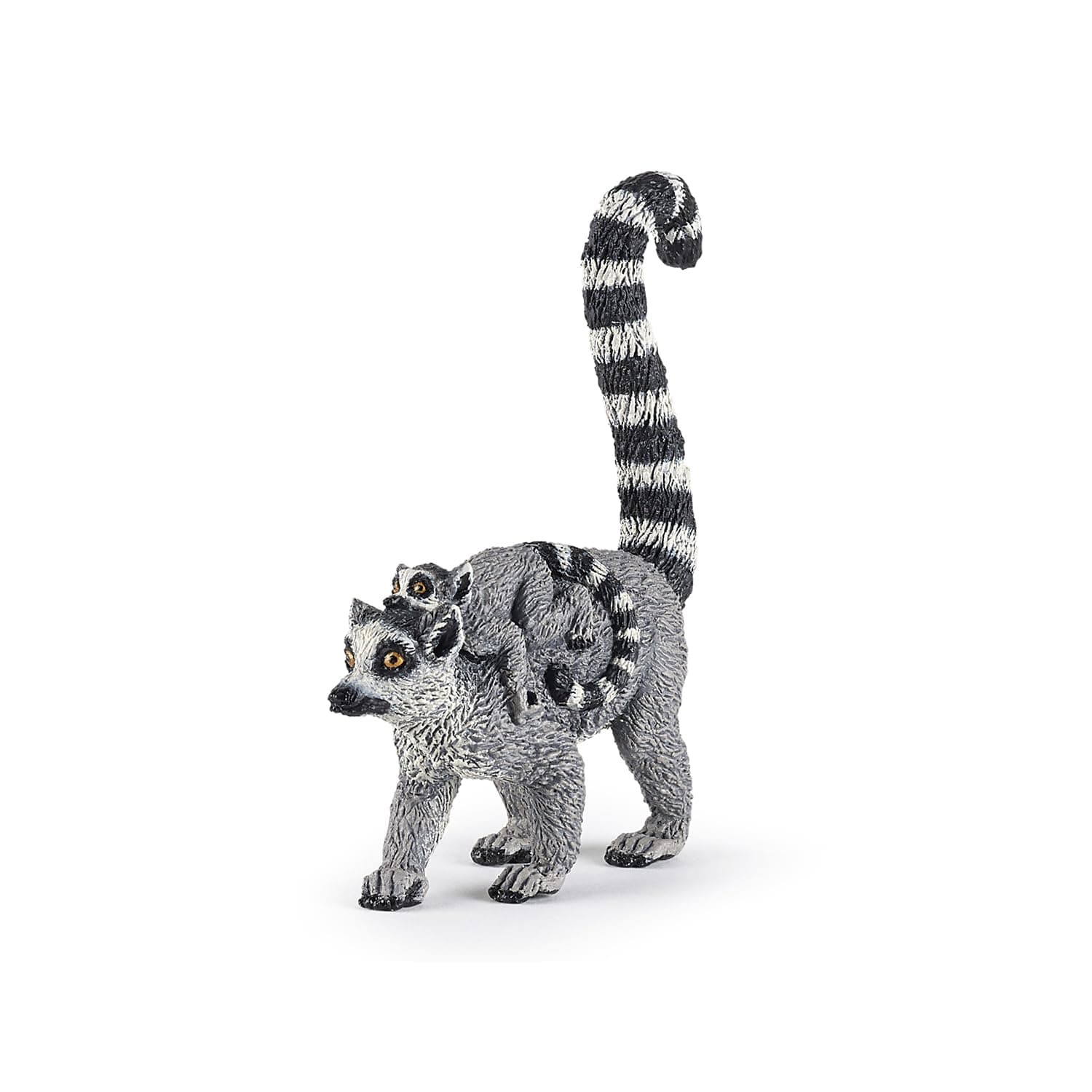 Hand-Painted - Figurine -Wild Animal Kingdom - Lemur and Baby -50173 -Collectible - for Children - Suitable for Boys and Girls- from 3 Years Old