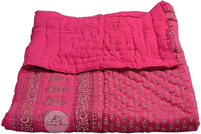 NAVYA ENT Pure Cotton Jaipuri Traditional Single Bed Razai/Ac Quilt for Winter Soft Light Weight Rajasthani Traditional Rajai Cotton Comforter(Single Bed -Rani)