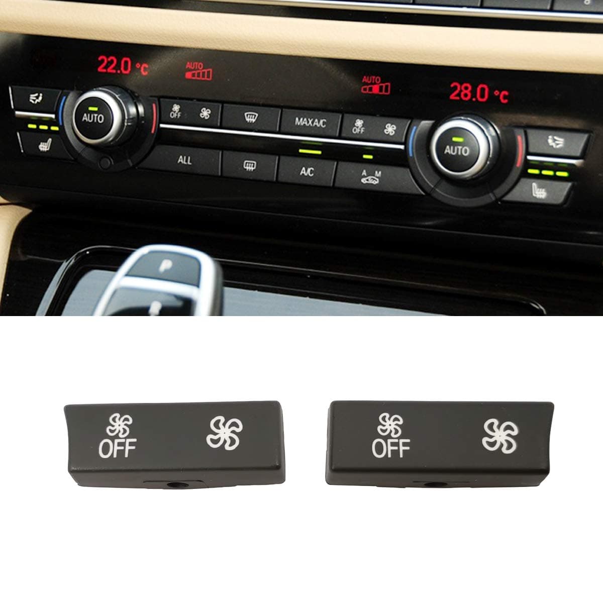 Jaronx B-M-W A/C Climate Control Panel Fan Speed Button Replacement, Black, Push Button, ON-OFF, 12 Buttons