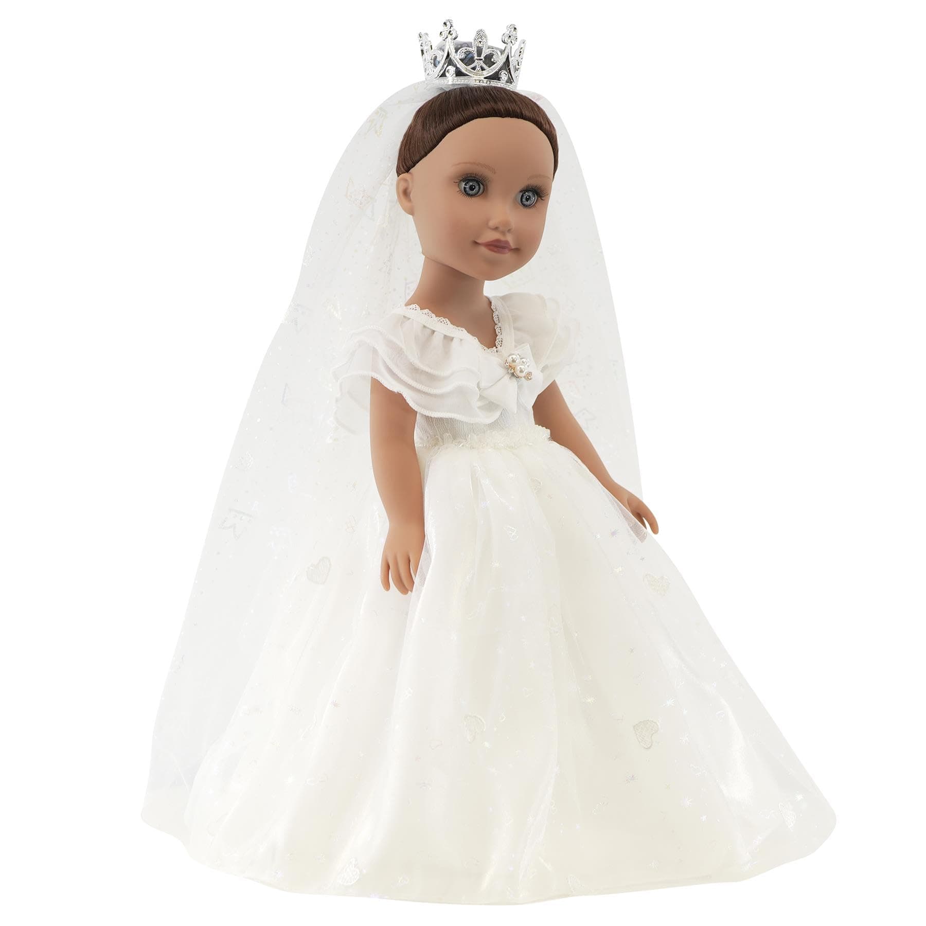 Bride Lily 18-Inch Fashion Doll with Wedding Gown, Crown & Veil – Realistic Hair Doll for Girls, Articulated Vinyl, Enhances Child Development, for Ages 3+