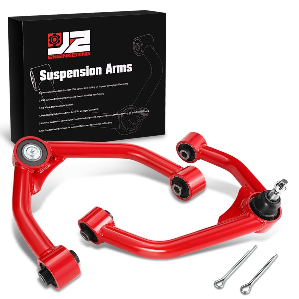 J2 Engineering J2-FUCA-CCA15-RB Front Upper Control Arms with Ball Joint Compatible with 2015-2022 Colorado Canyon, Red