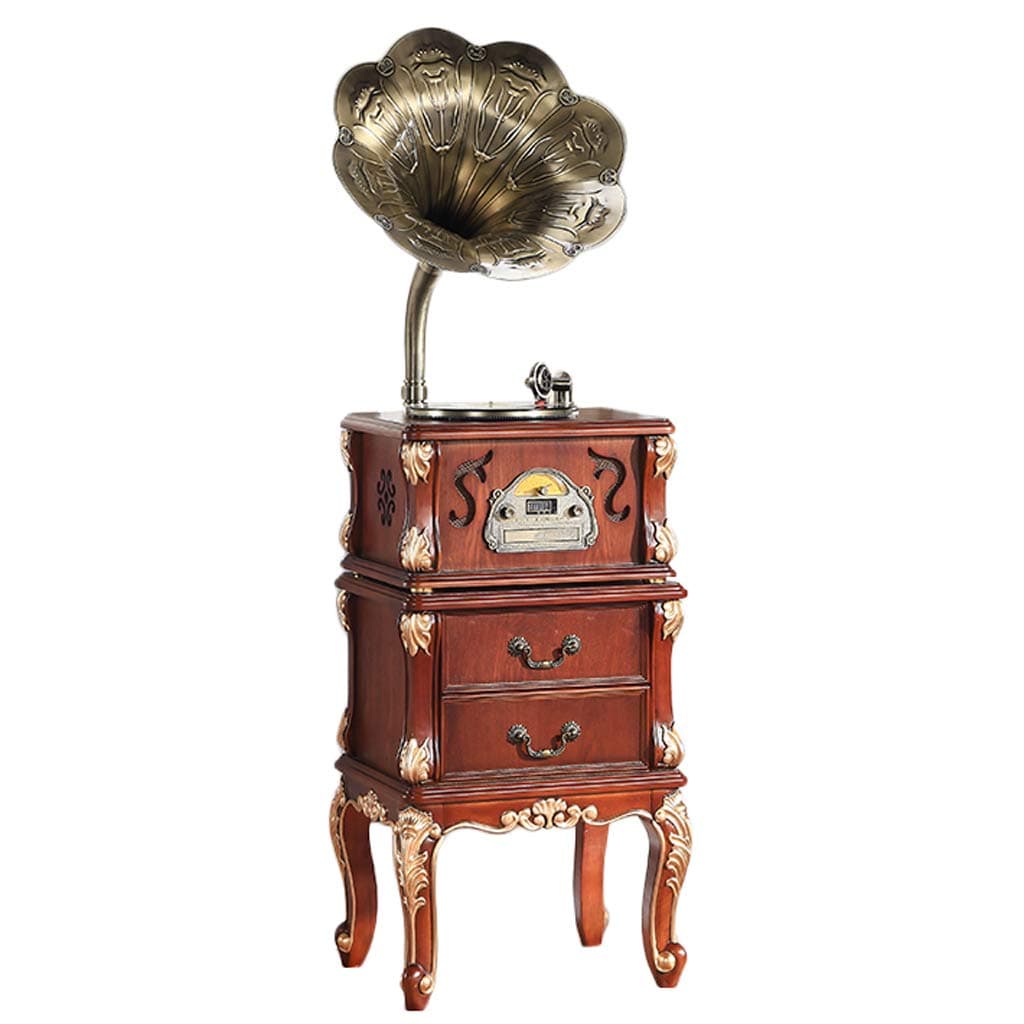 Gramophone, Turntable Vinyl Record Player Built-in Stereo Speakers 33/45/78 Rpm Support Bluetooth Playback CD Playback RCA Ouput Oak Base (Color : BROWN, Size : 47cm*43cm*170cm)