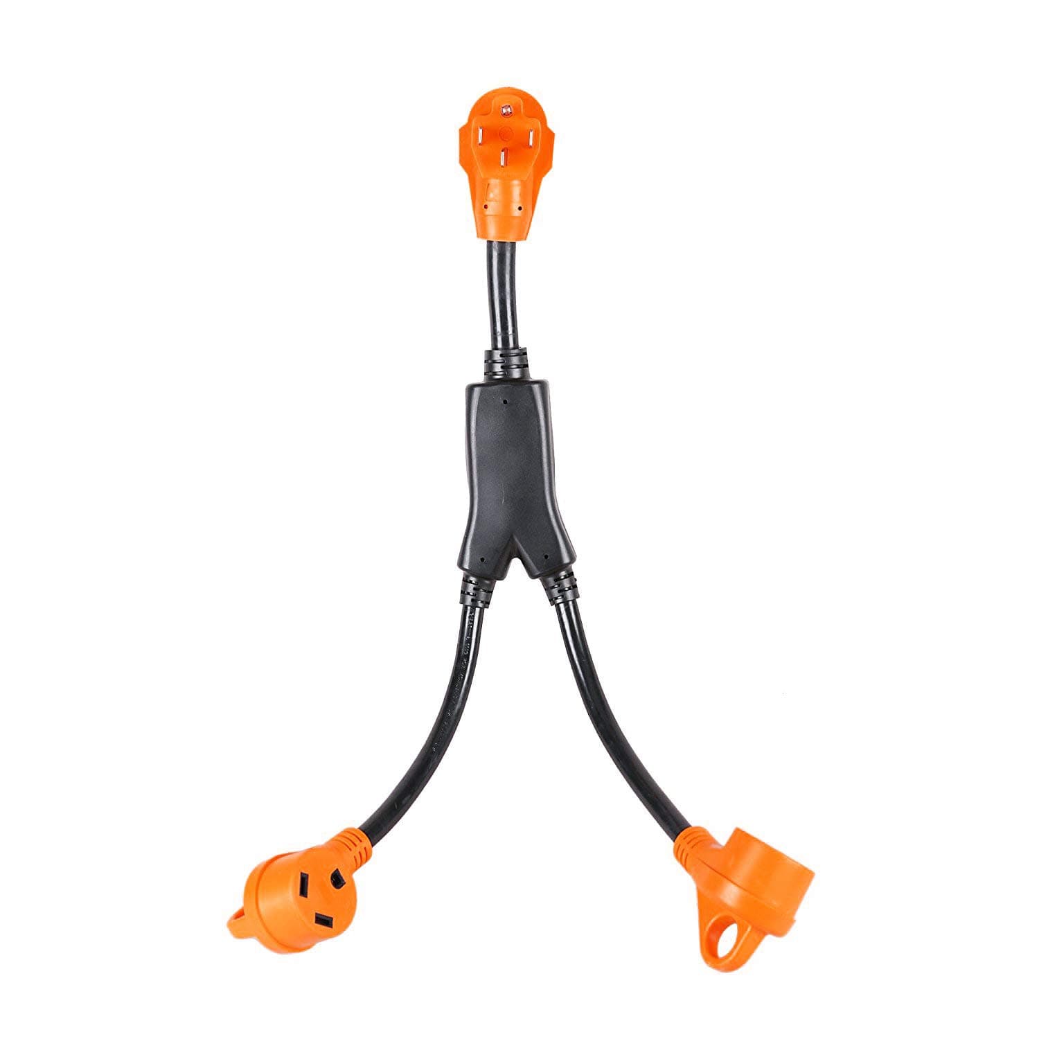 EPICORD rv Y Adapter Cord 50 Amp Male Plug to (2) 30 Amp RV Female,with Handles and Light,2.5FT,10/3
