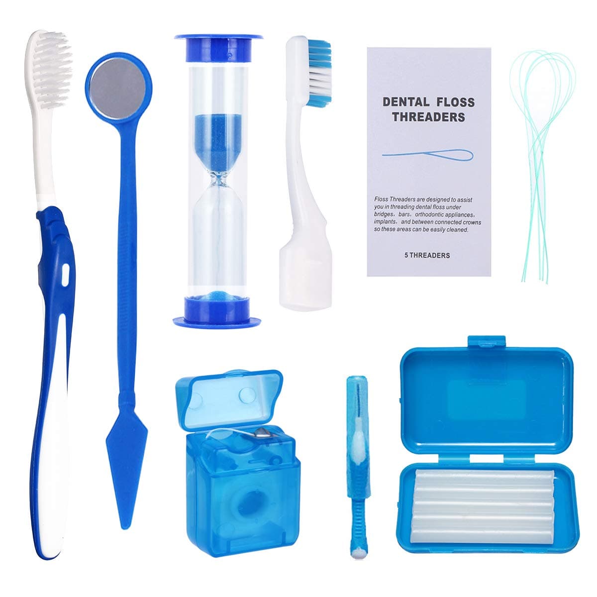 Braces Cleaning Kit for Teeth - Portable Toothbrush Set for Orthodontic Patient Oral Care & Travel Kit - Toothbrush, Interdental Brush, Dental Wax, Dental Floss, Funnel, Toothbrush Head