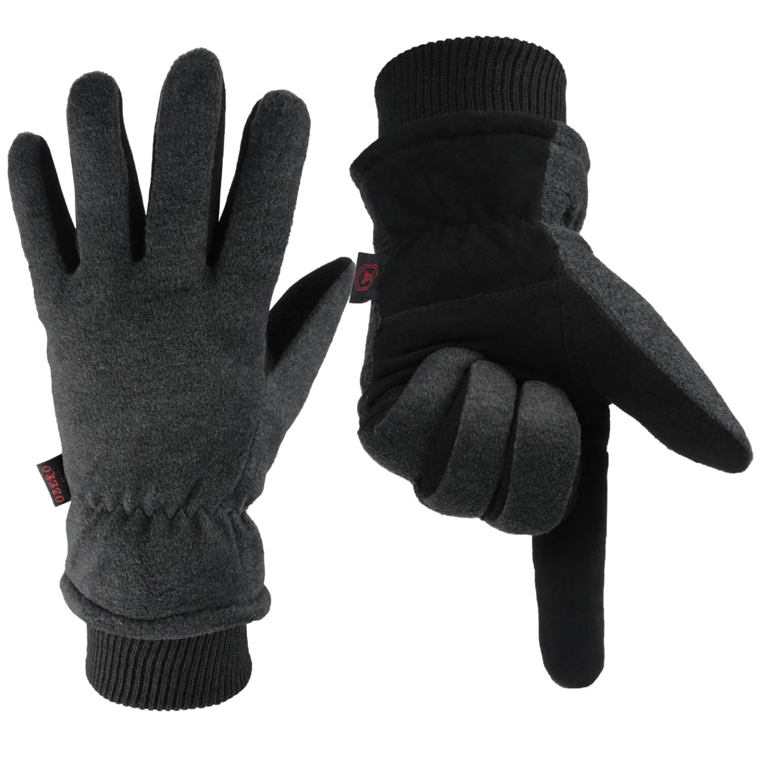 OZERO Winter Gloves -30°F Cold Proof Deerskin Suede Leather Insulated Water-Resistant Windproof Thermal Glove for Driving Hiking Snow Work in Cold Weather - Warm Gifts for Men and Women