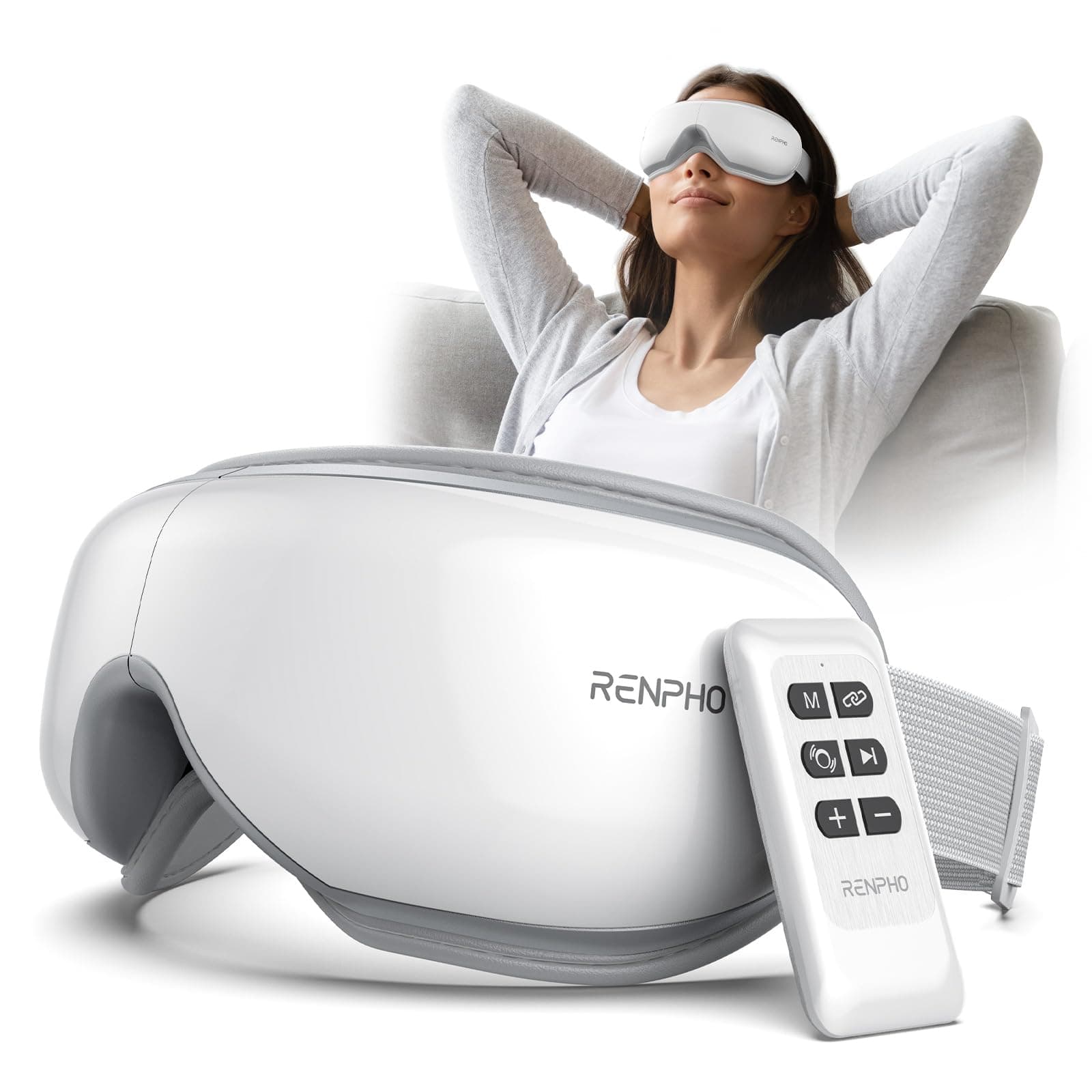 Mothers Day Gifts for Mum & Birthday Gifts, Eyeris 1 Eye Massager with Heat, Heated Eye Massage Mask with Remote, Vibration and Bluetooth Music, Eye Mask for Sleeping, Dry Eyes