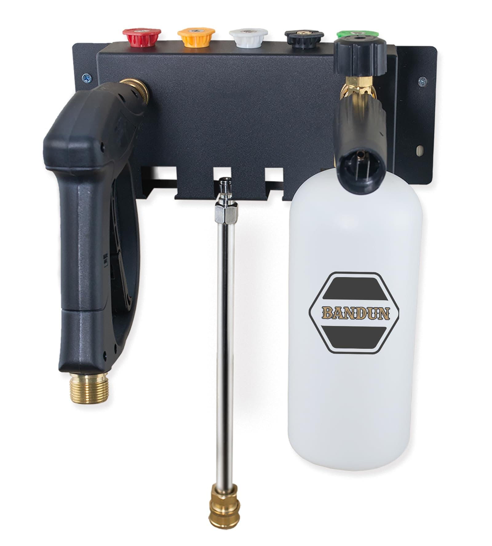 BANDUN Pressure Washer Gun Holder-Foam Cannon Holder-for Foam Cannon,Pressure Washer Nozzle Tip and Pressure Wand Extension Storage Rack(fit 1/4" Quick Connector) Pressure Wwasher Accessories Holder