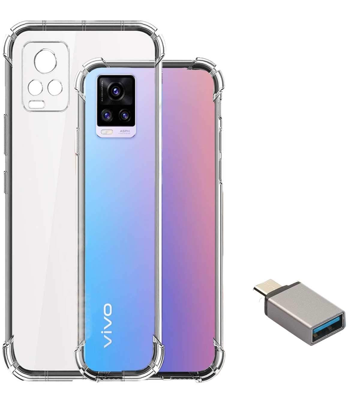 RRTBZ Transparent Soft Silicone TPU Flexible Back Cover Compatible for Vivo V20 / Vivo V 20 with OTG Adapter