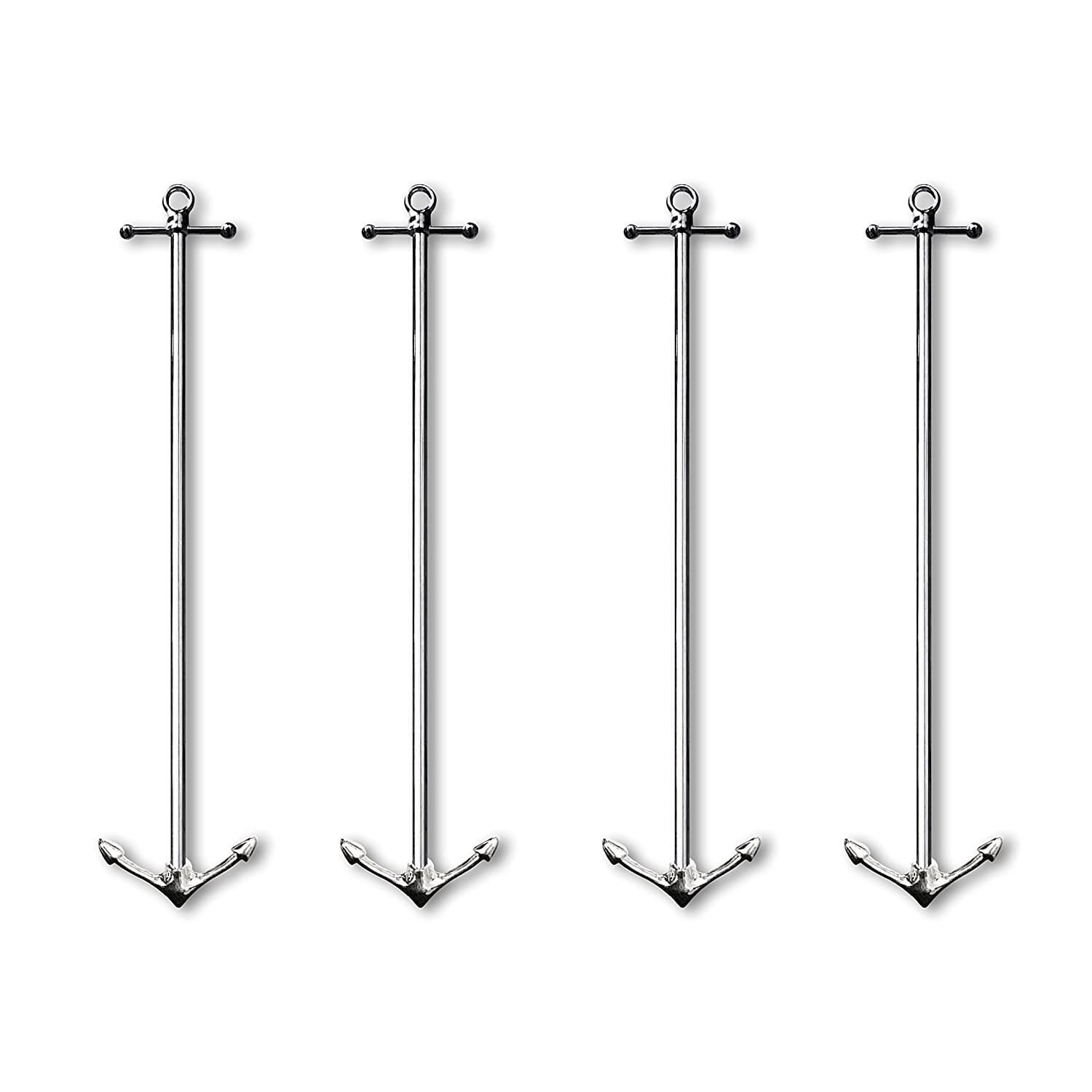 YuanKanJu K-Musculo 4 Pc Short Anchor Original Hip-Stirrer Metal Swizzle Cocktail Stirrer Gift Set w/Box
