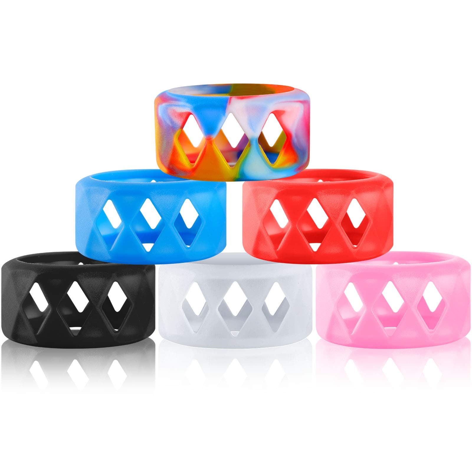 Amylove 6 Pieces Silicone Anti Slip Ring Non Skid Band Ring Soft Protection Sleeve 25 x 17 mm