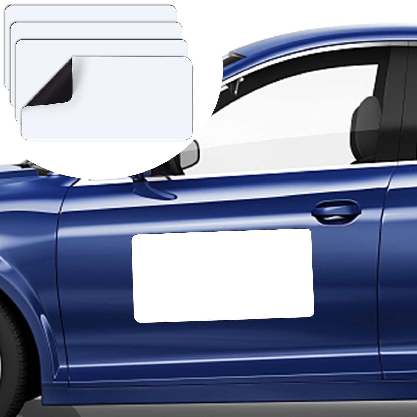 DIYMAG 4Pcs Blank Car Magnets,Door Magnet Rounded Corners Magnetic Set for Vehicle to Advertise Business Cover Company Logo Prevent Cars Scratches Dents, White, 24/" x 12/" -4P