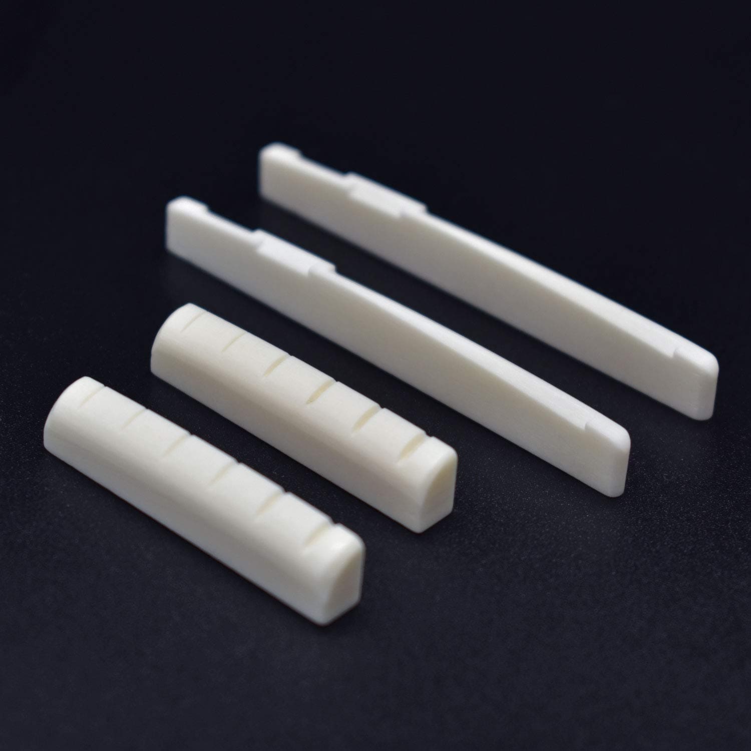 Acoustic Guitar Bridge Saddles, Guitar Nut, Pure Complete Bone, Ivory Color, 2 Set