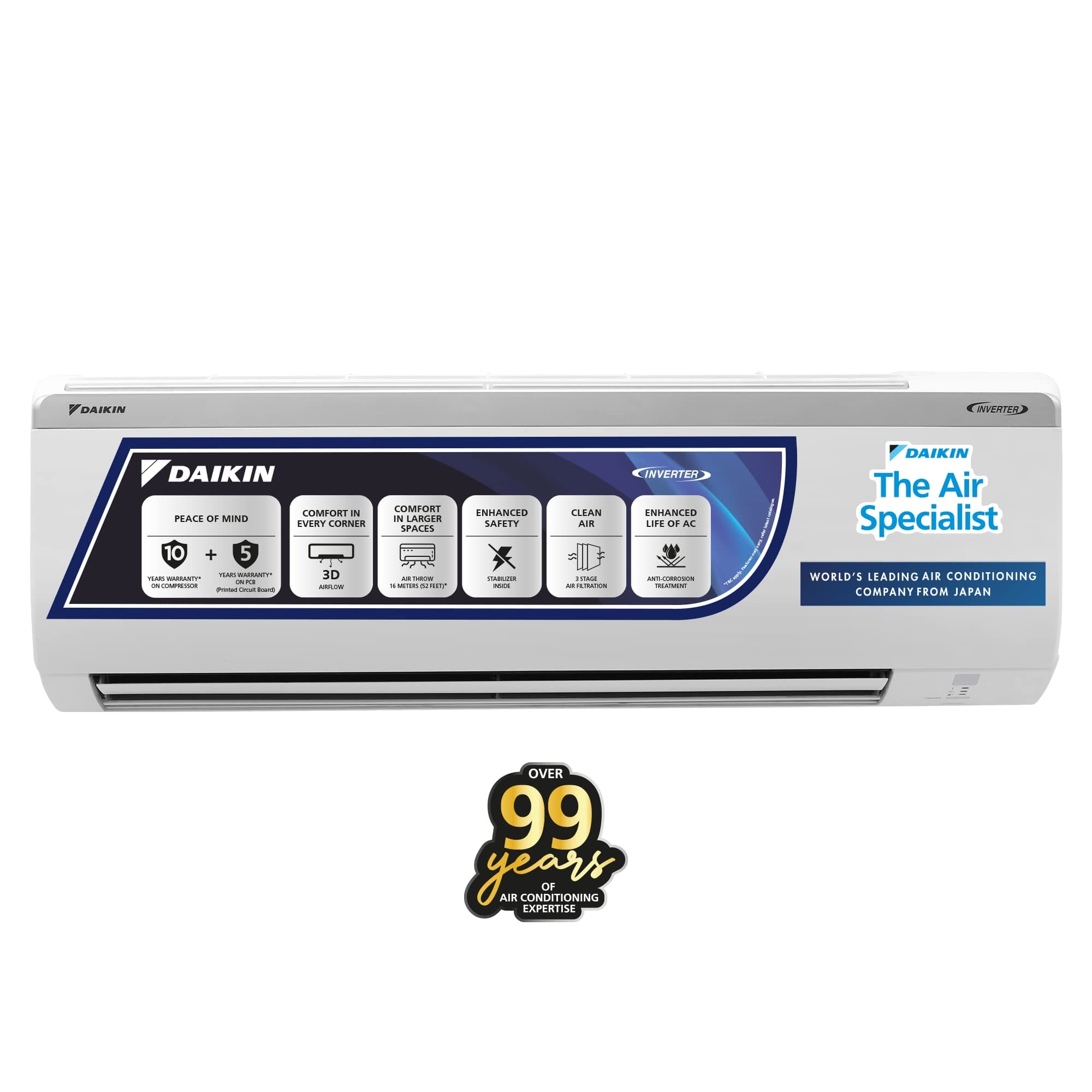 Daikin 1 Ton 5 Star Inverter Split AC (Copper, PM 2.5 Filter, 2022 Model, FTKF35U, White)